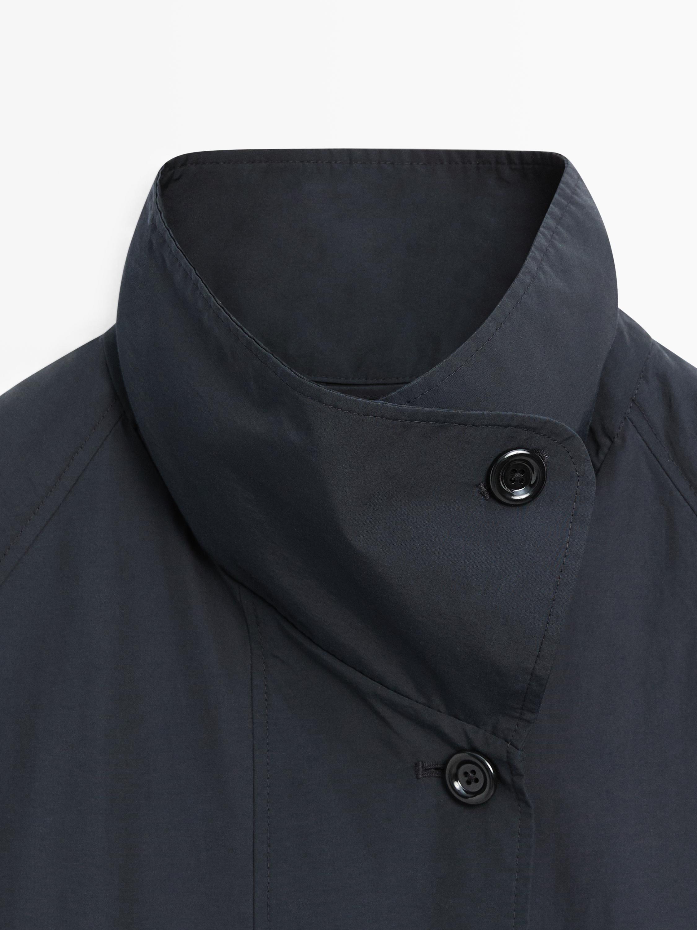 High neck technical trench coat — DARK NAVY