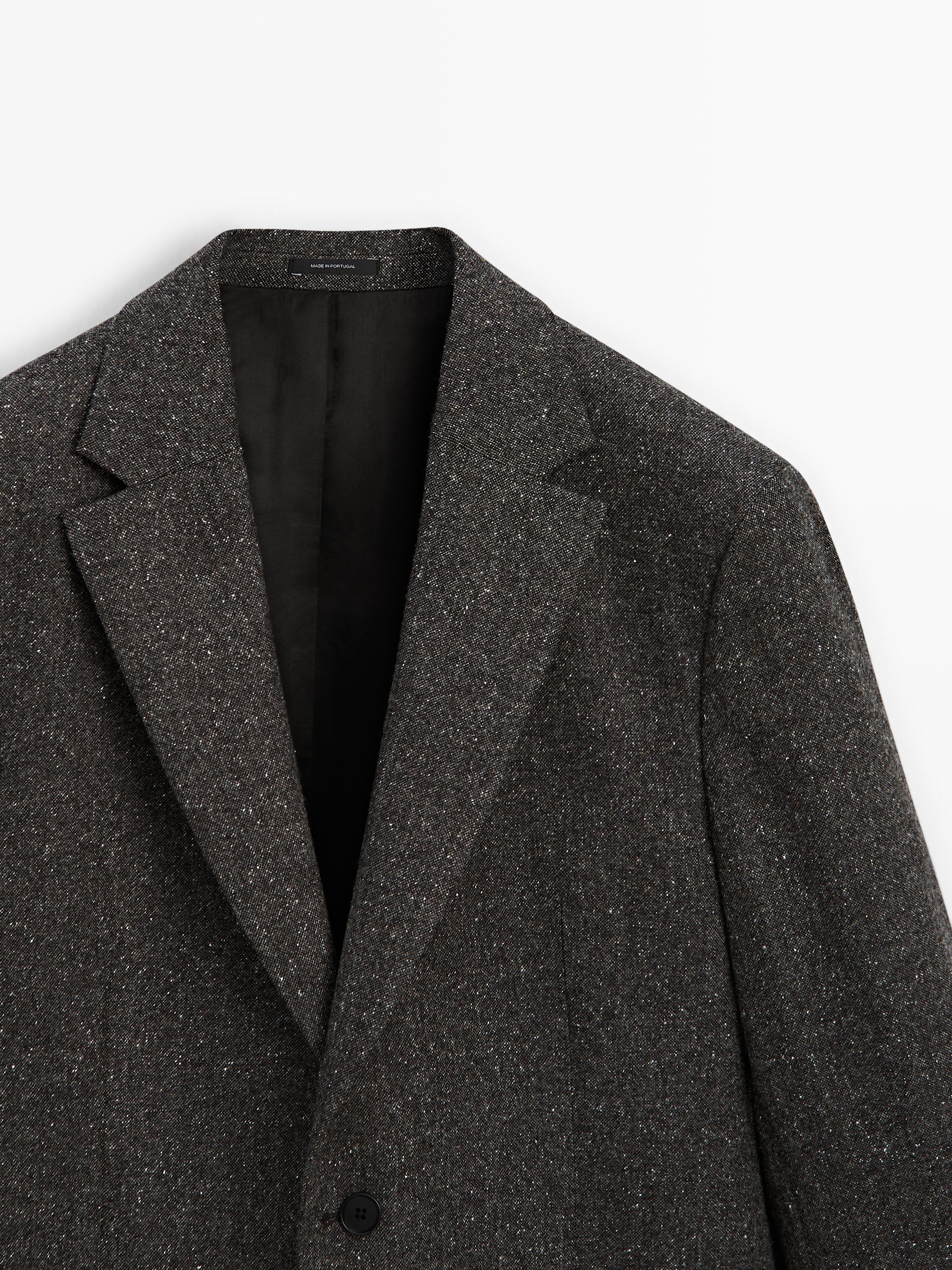 Wool blend buttoned jacket