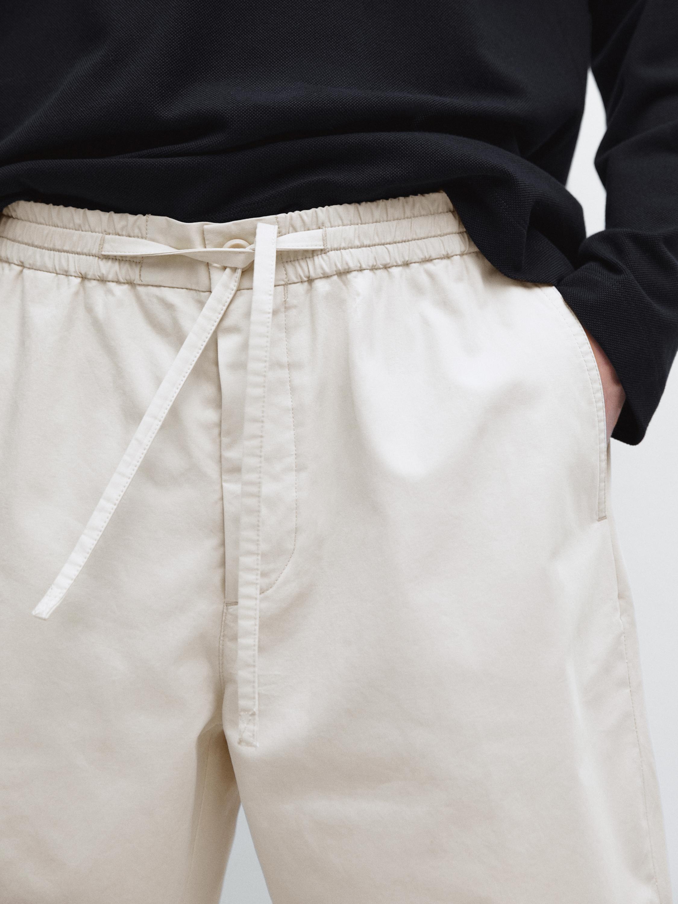 100% cotton jogger fit Bermuda shorts — BEIGE
