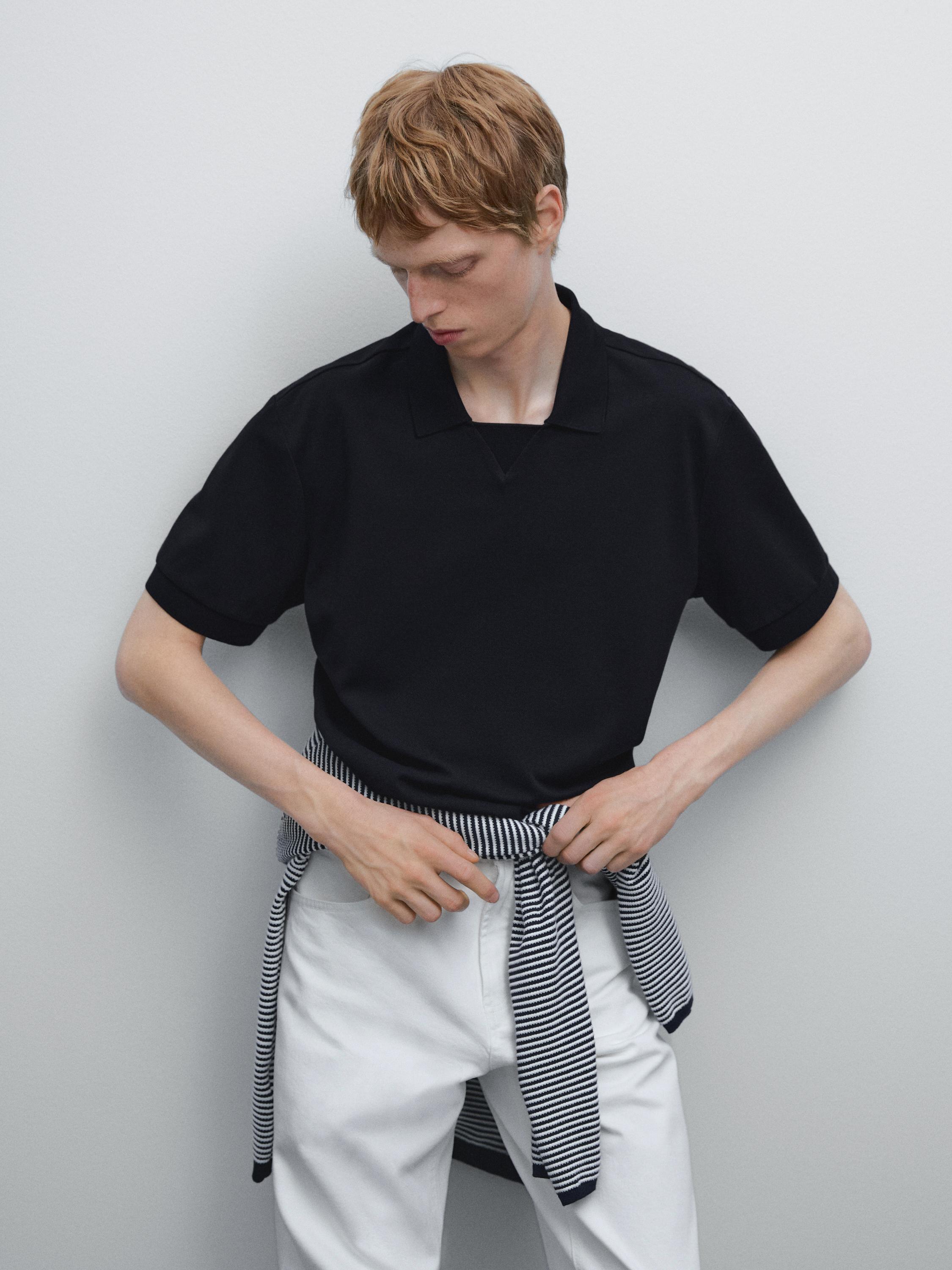 Polo à manches courtes micro-texturé