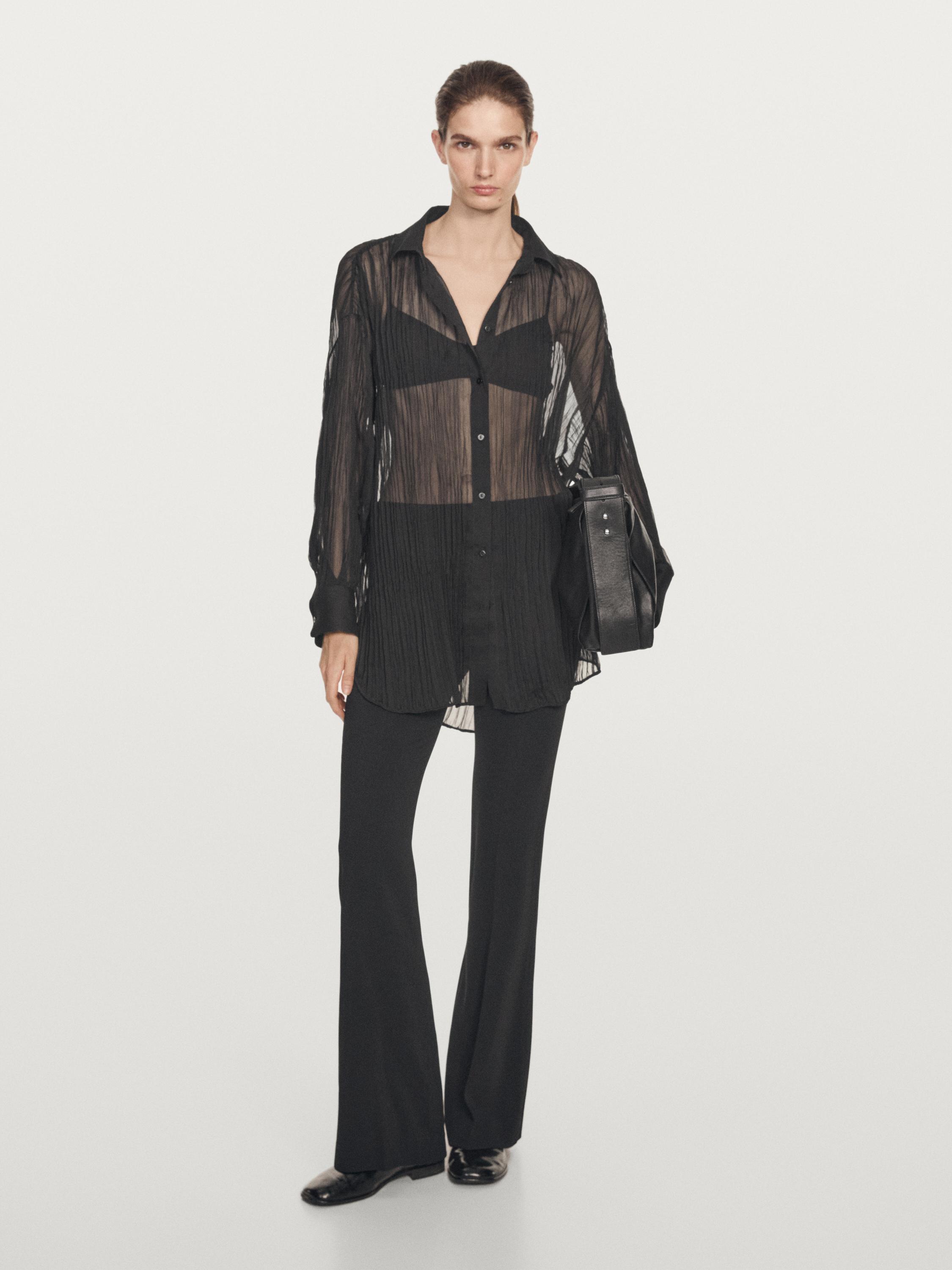 Long pleated loose-fitting shirt