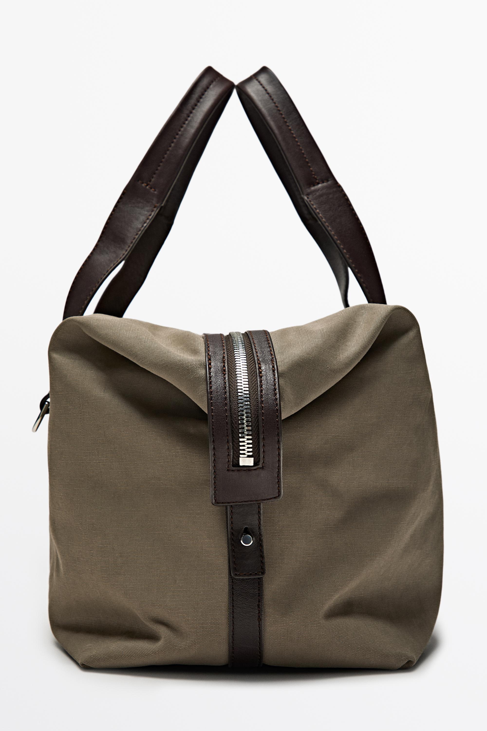 Nappa leather detail travel bag — MOLE BROWN