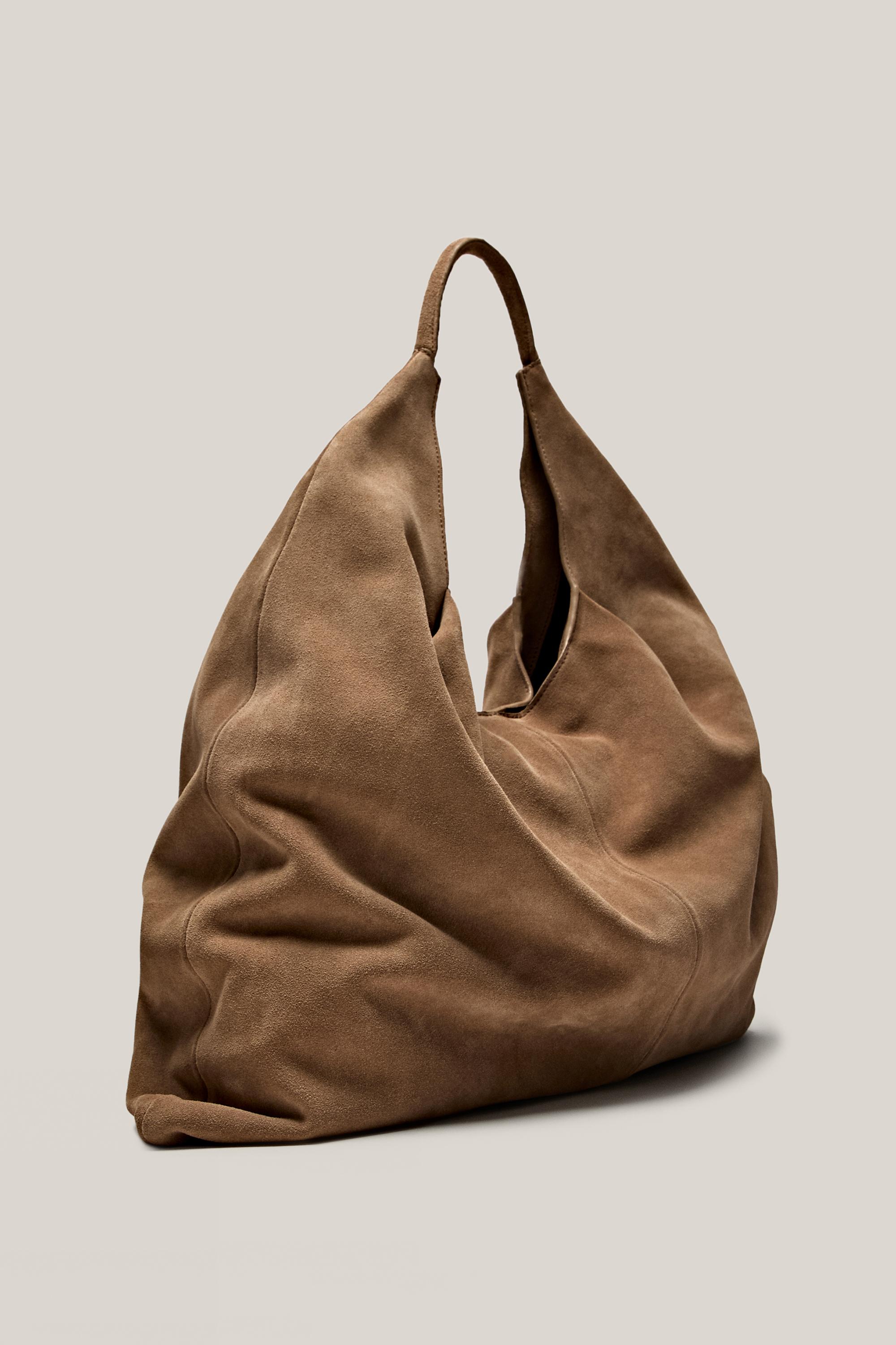 Split leather maxi shopper bag - LIMITED EDITION — SAND