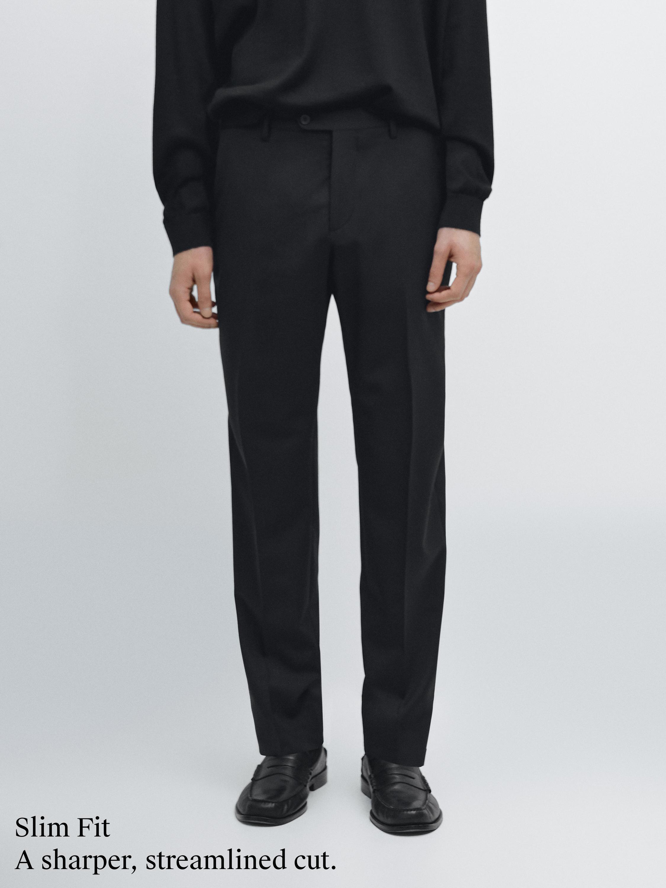 100% wool suit pants — BLACK