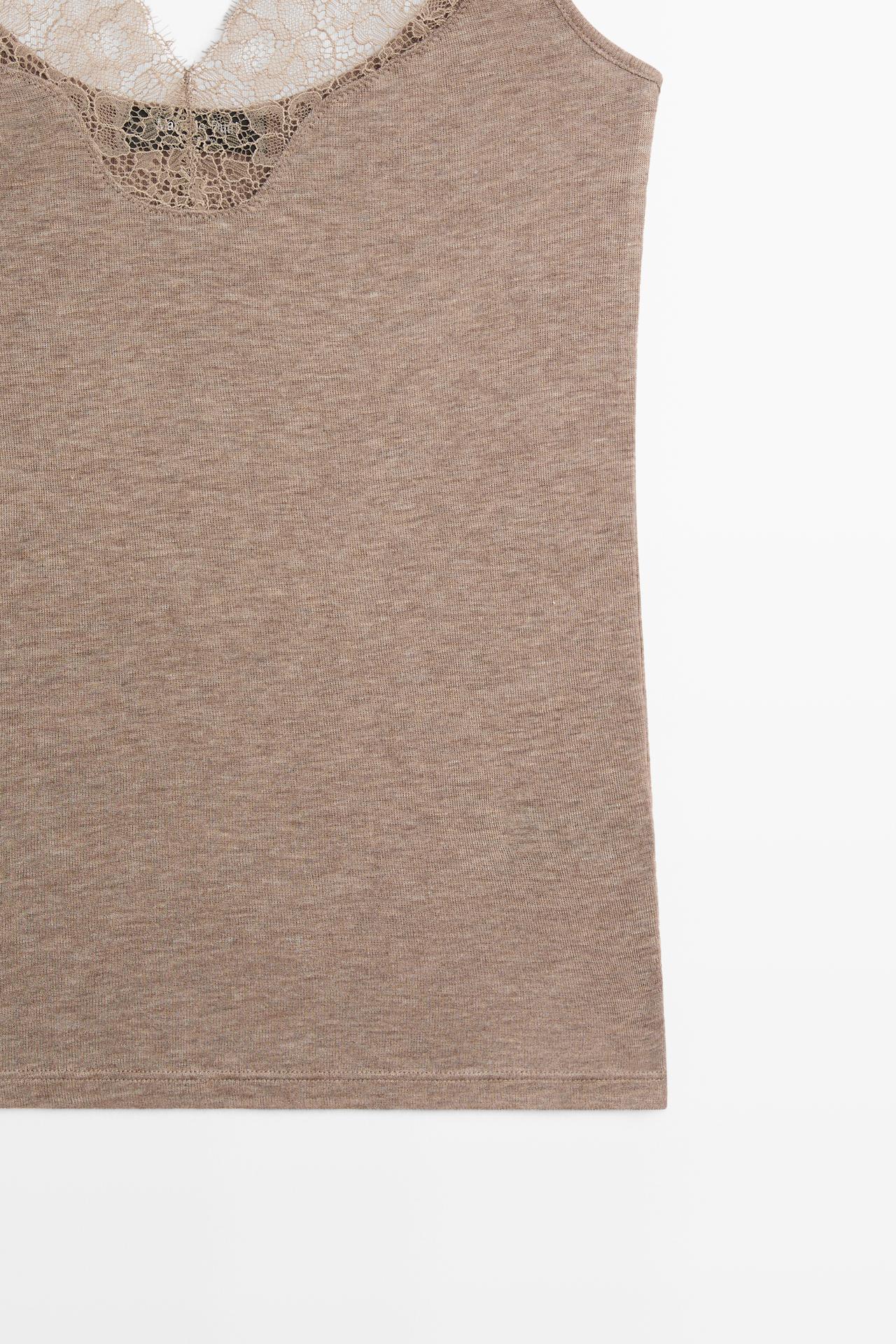 Strappy lace-trimmed camisole top — MINK