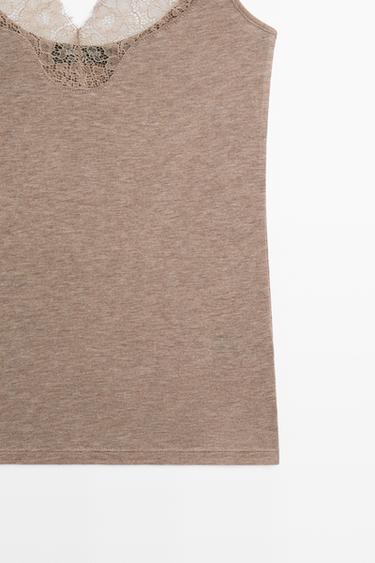 Strappy lace-trimmed camisole top — MINK 7