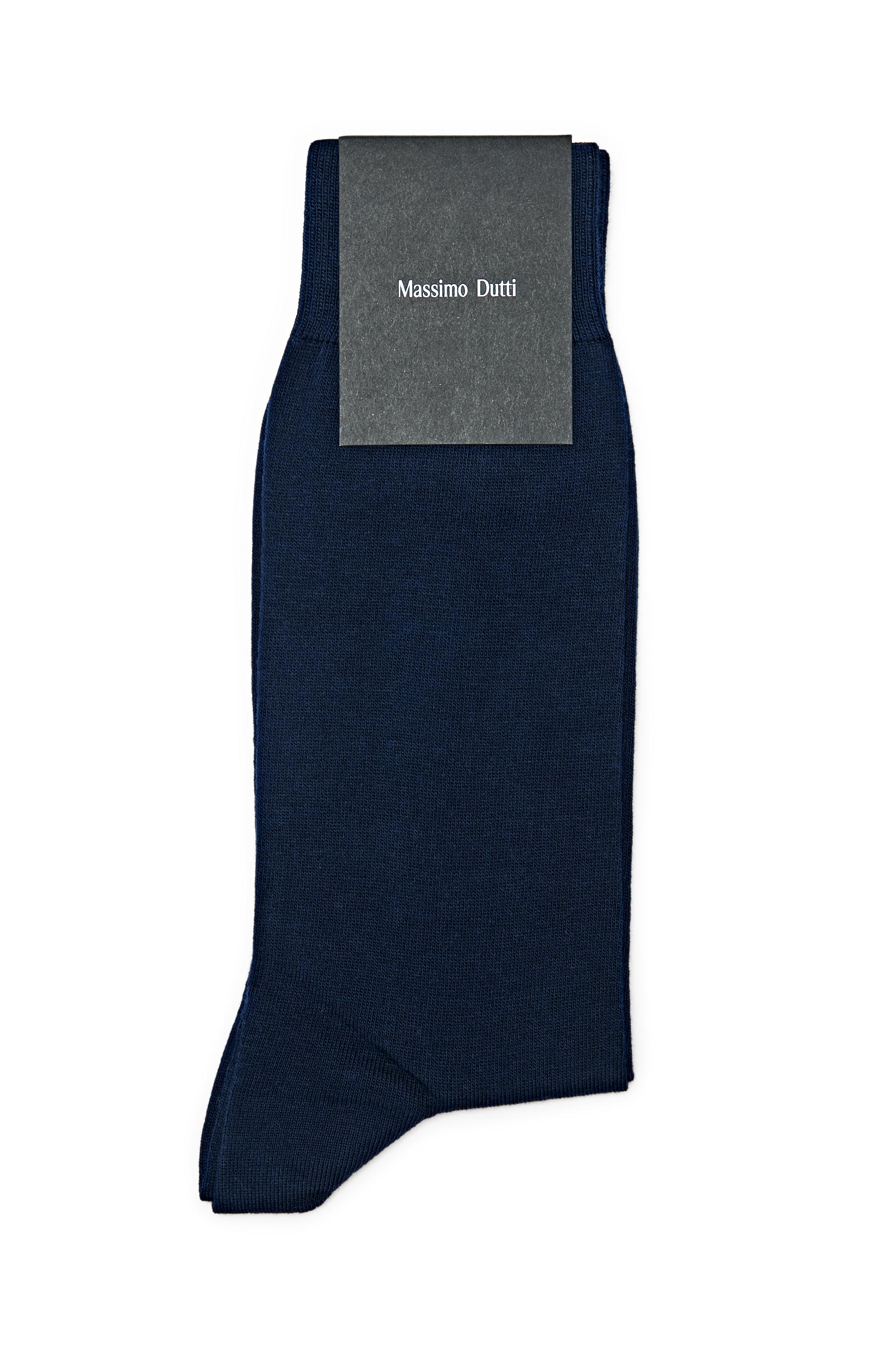 Plain cotton blend knit socks — NAVY BLUE