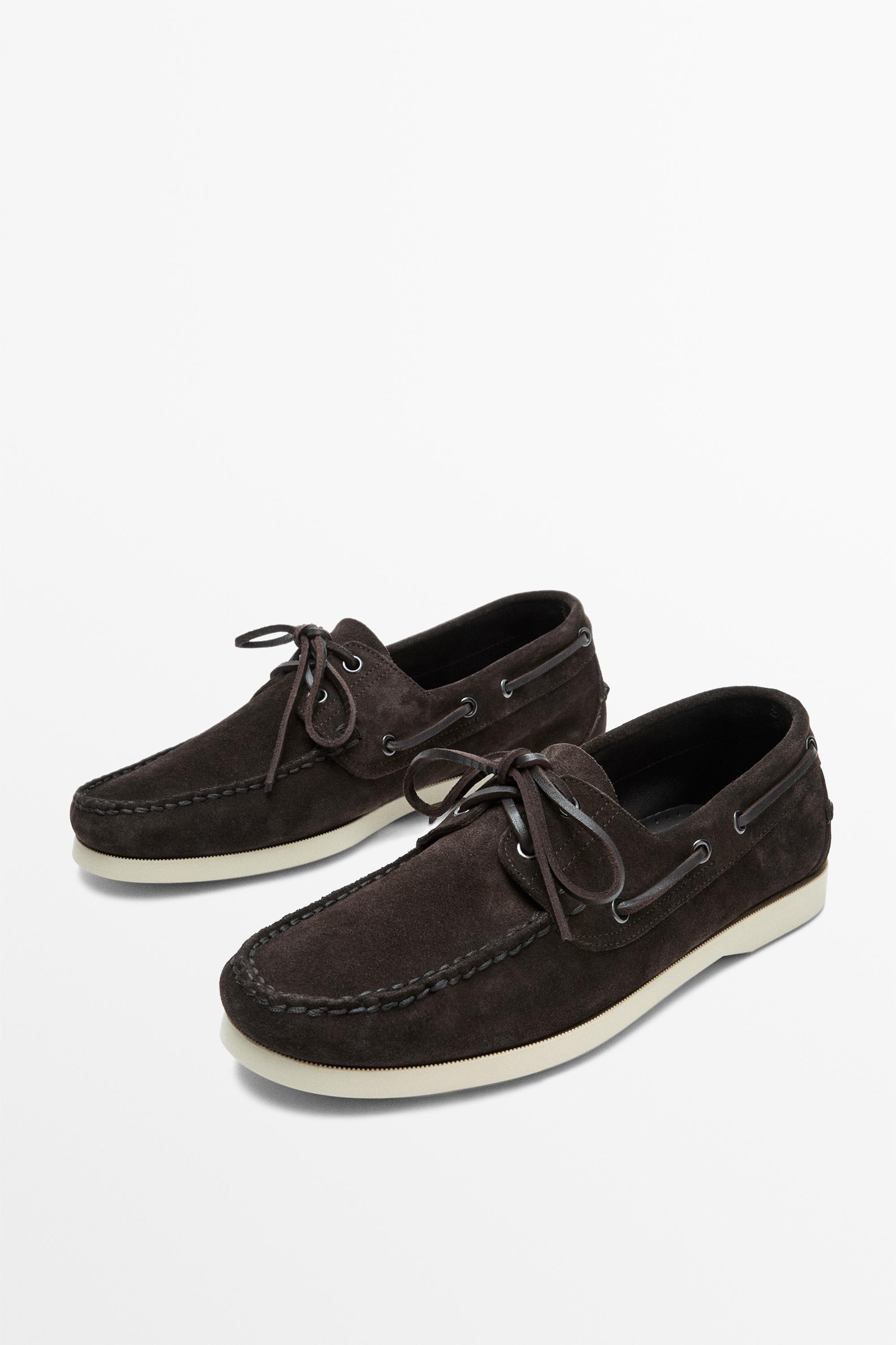 Leather deck shoes — BROWN