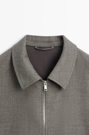 100% wool structured jacket — Greyish green 9