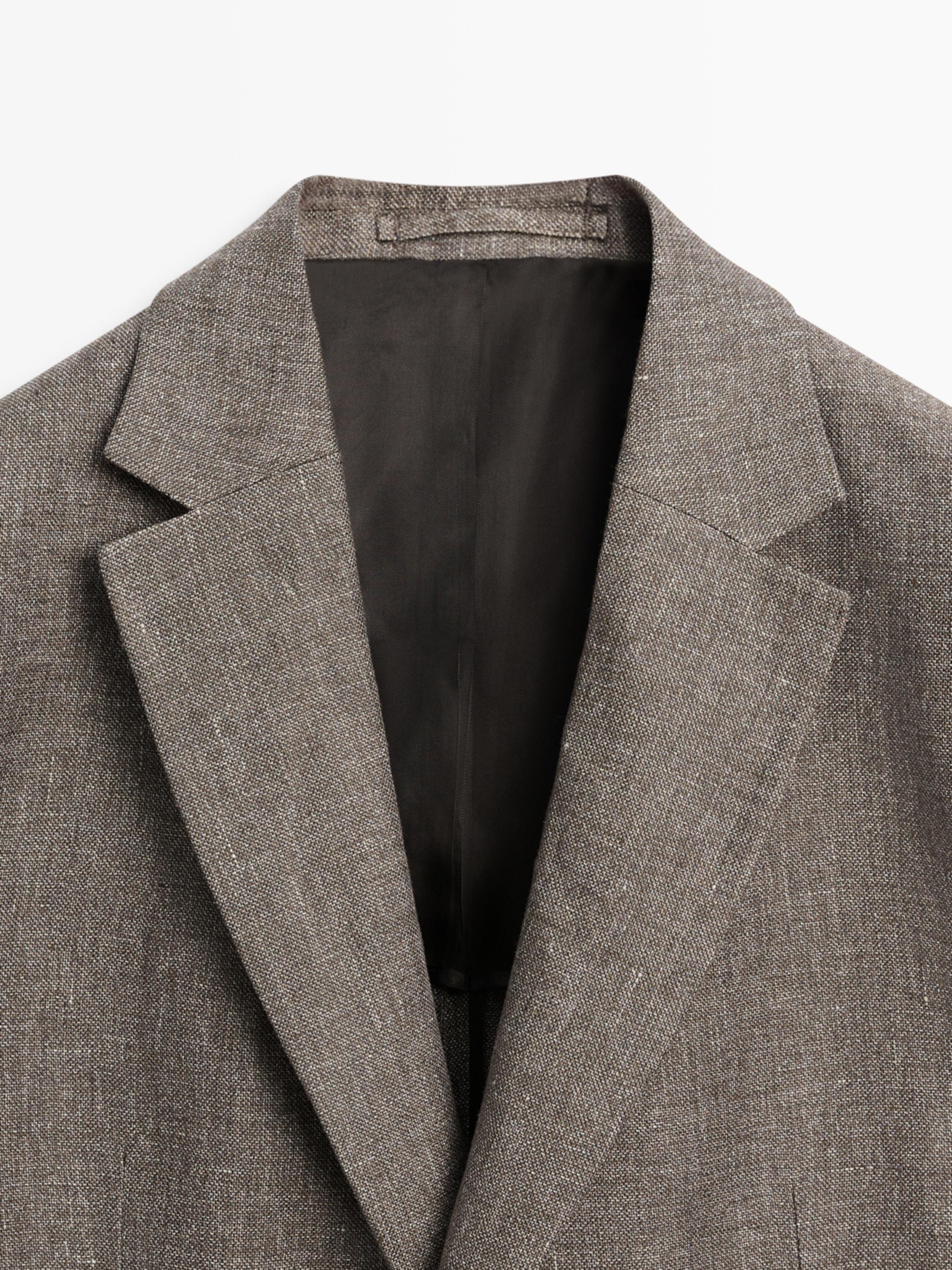100% linen tailored marl blazer — BEIGE MARL