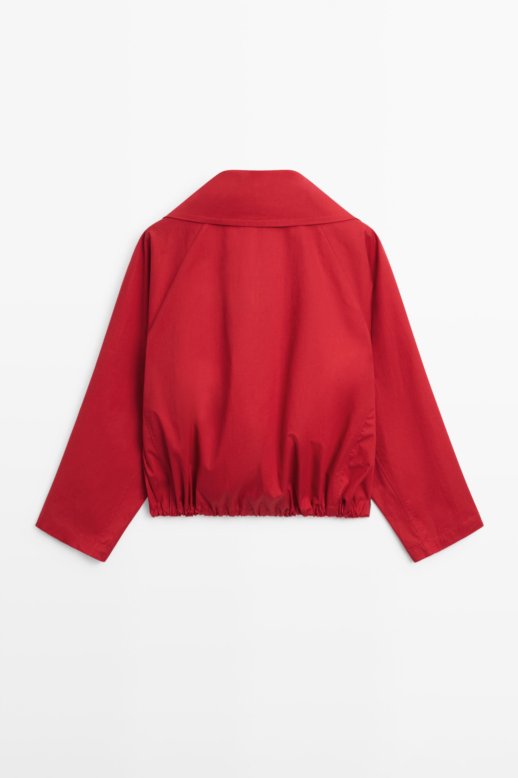 Lightweight cotton jacket with button details — BRIGHT RED