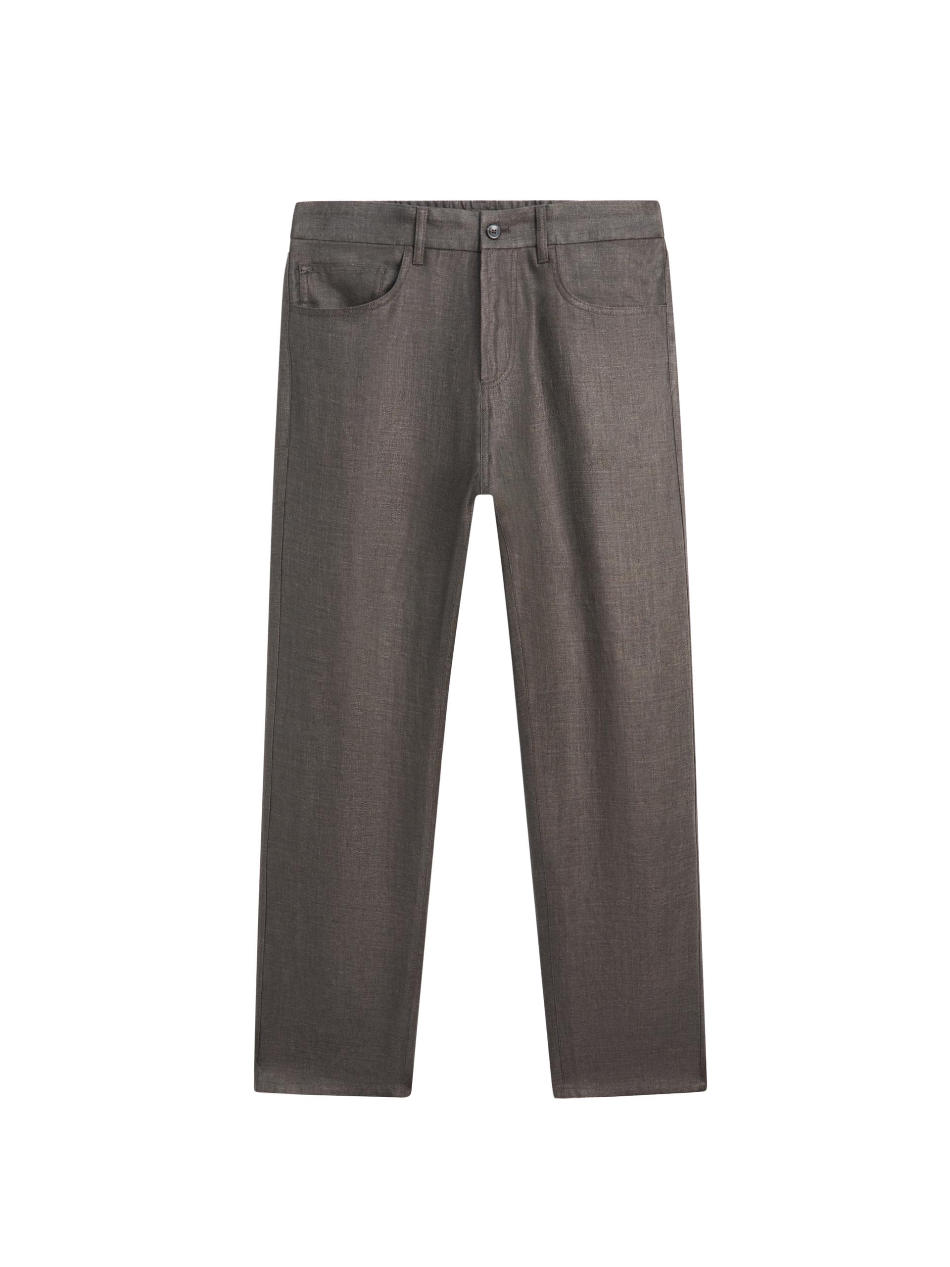 Faux Jean Jambe Large En Lin - Vert Gris - S - Massimo Dutti - Homme