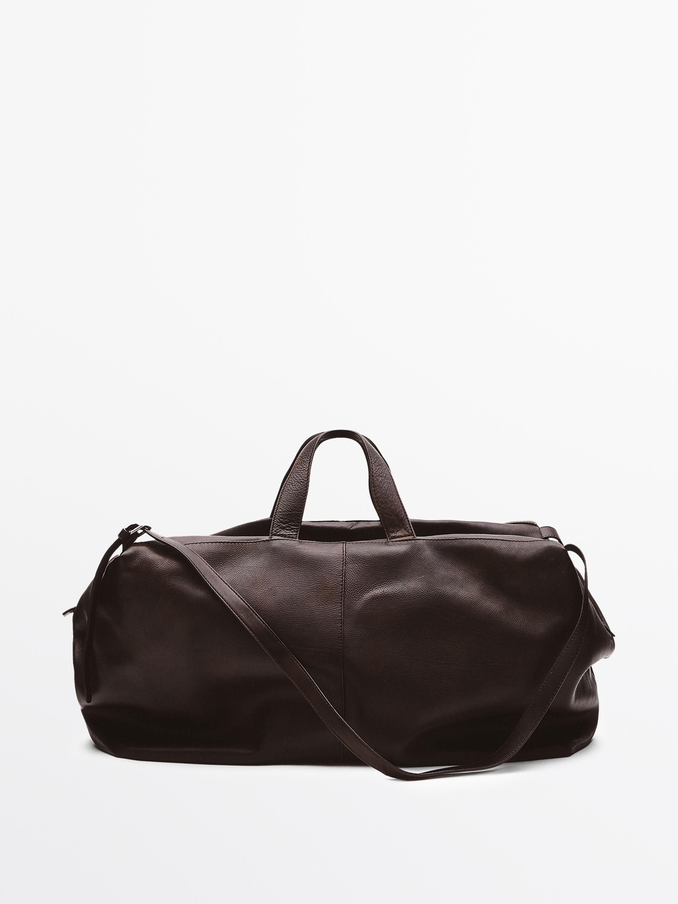 Nappa leather maxi duffle bag — BROWN
