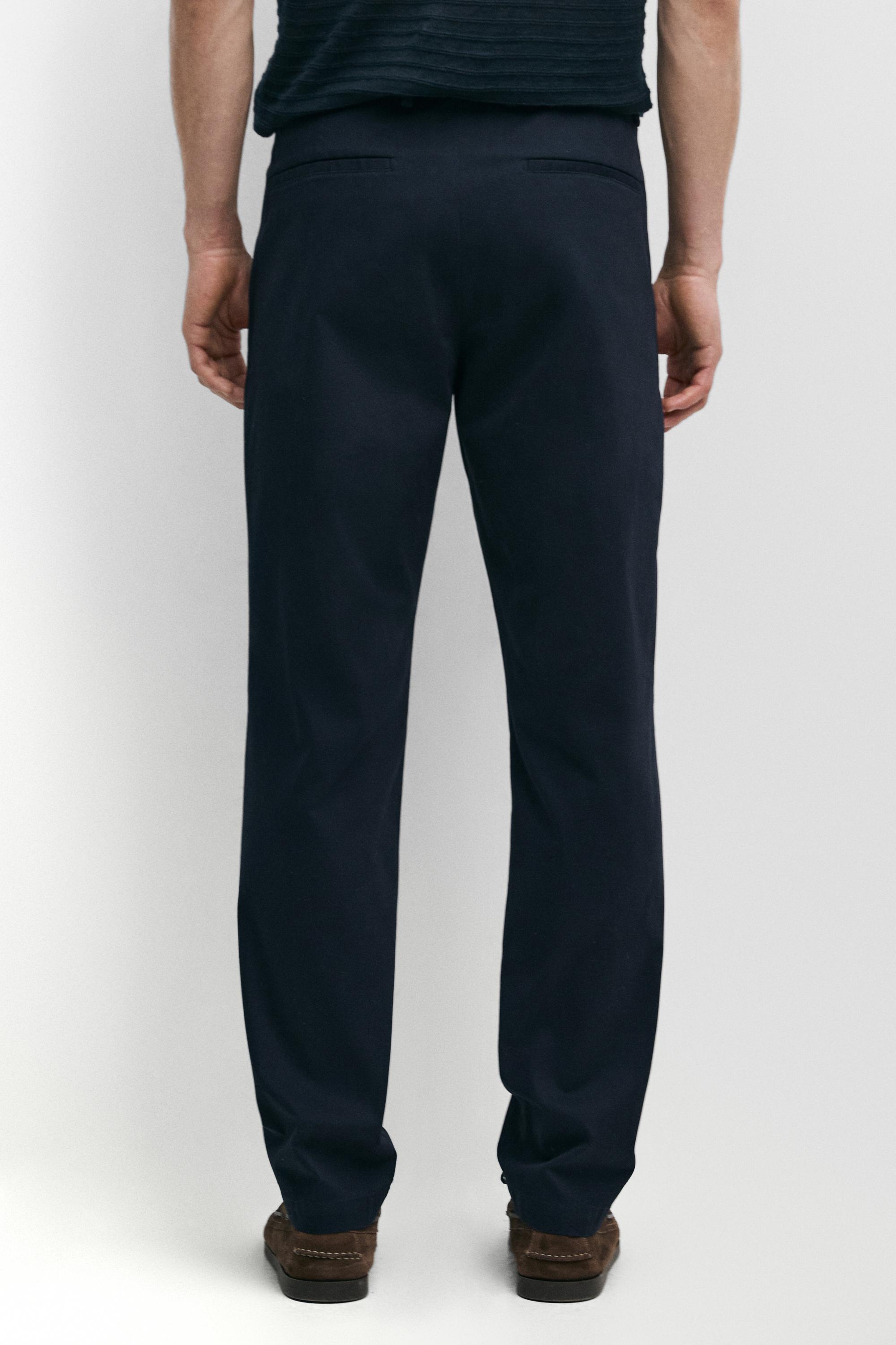 Slim fit cotton trousers — NAVY BLUE