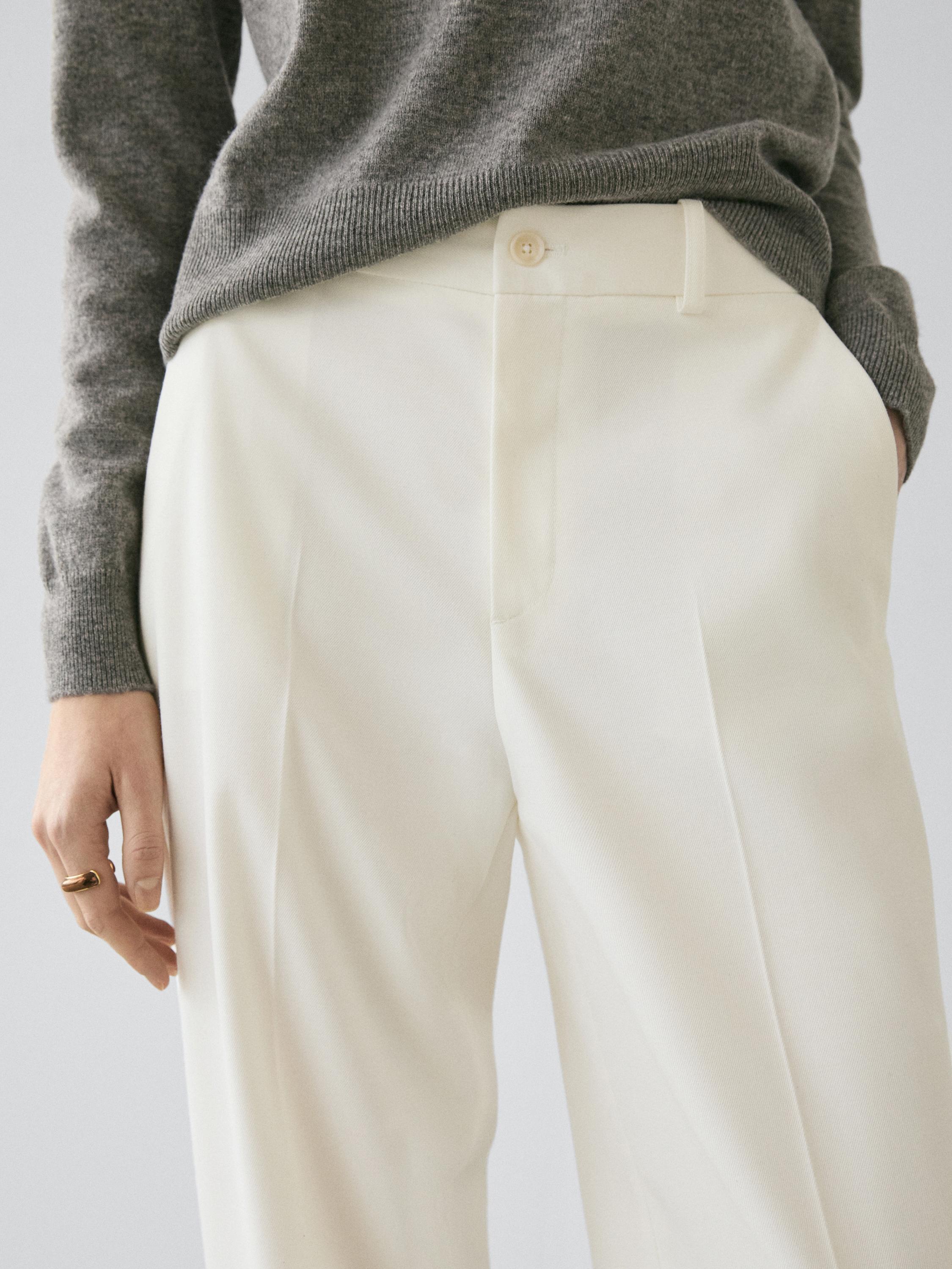 Straight-leg flowing trousers — CREAM