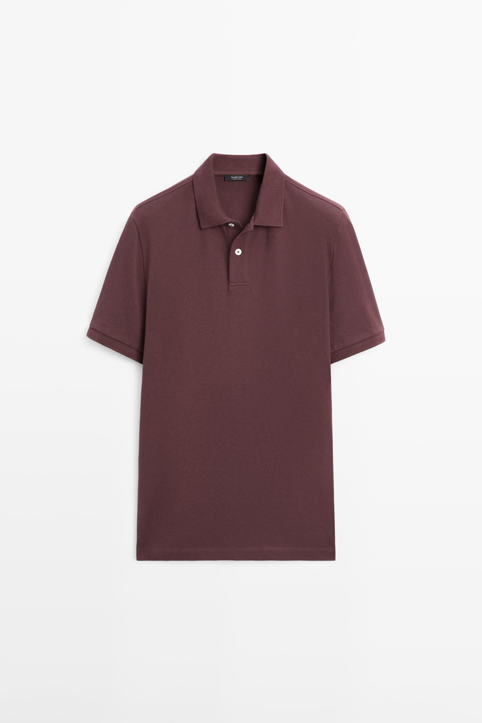 Micro-textured cotton piqué polo shirt — MAROON