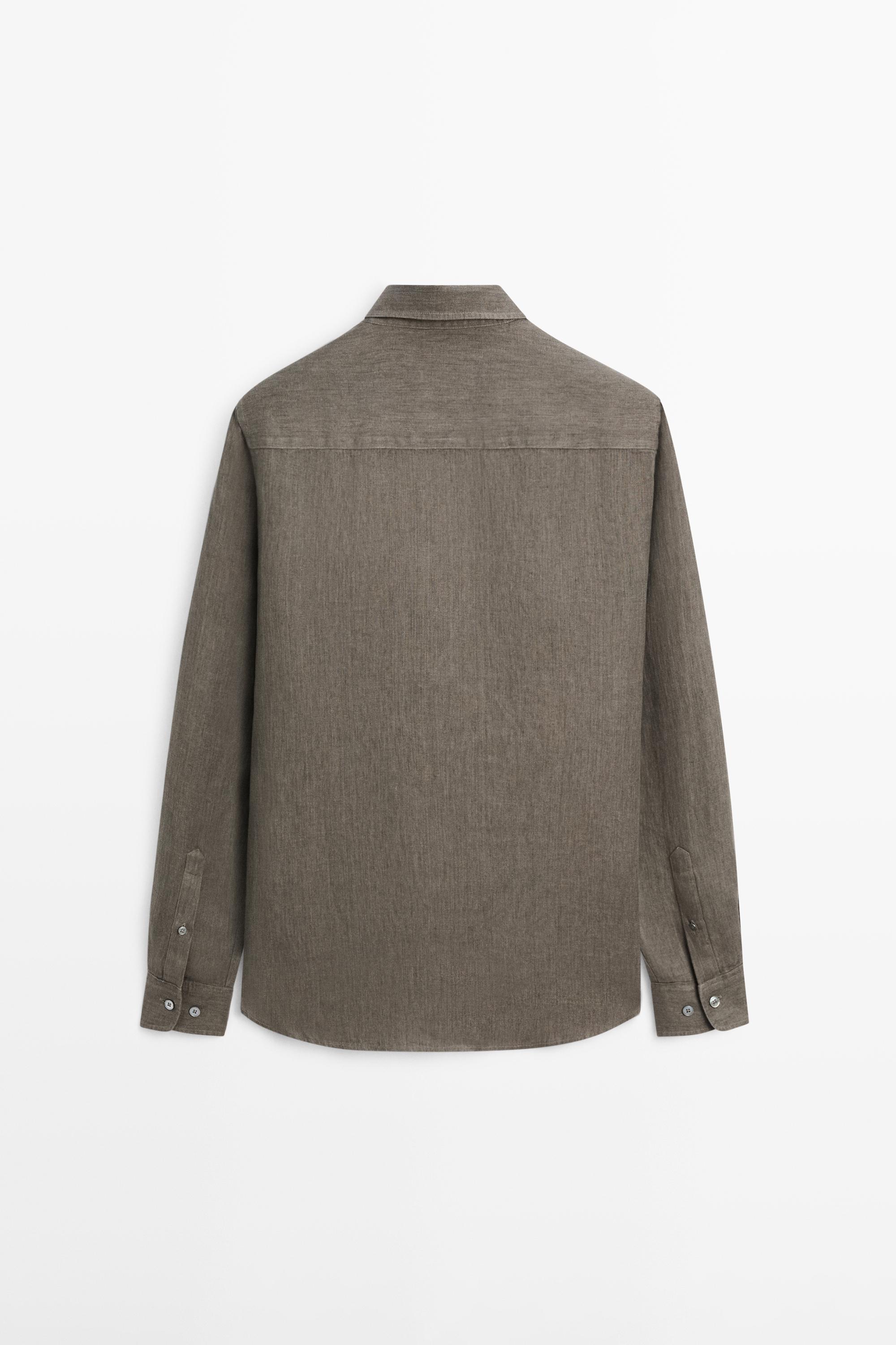 100% linen regular fit shirt — GREEN
