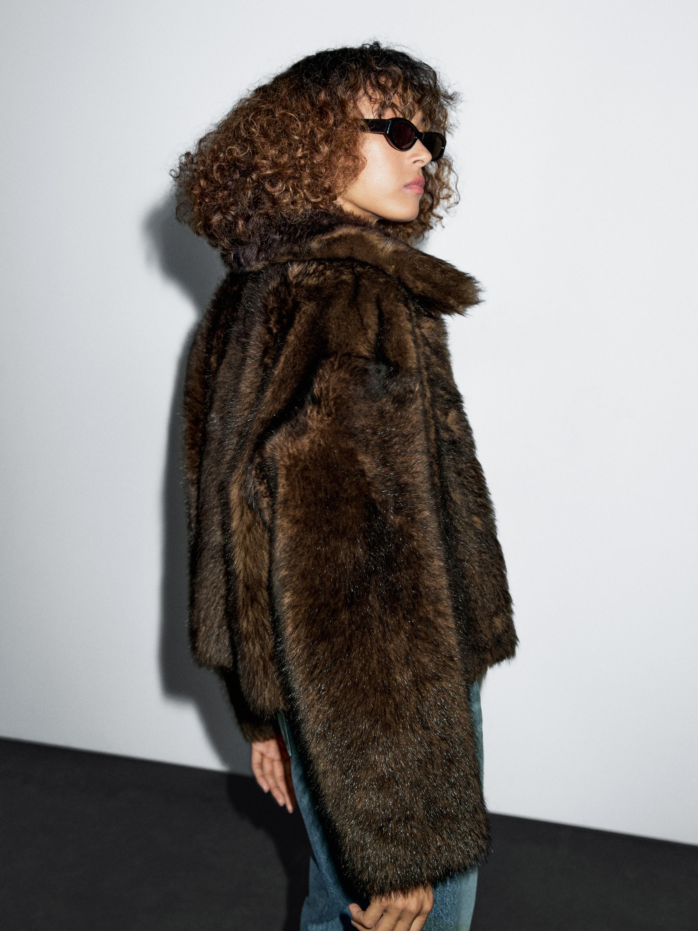 Short natural fur coat