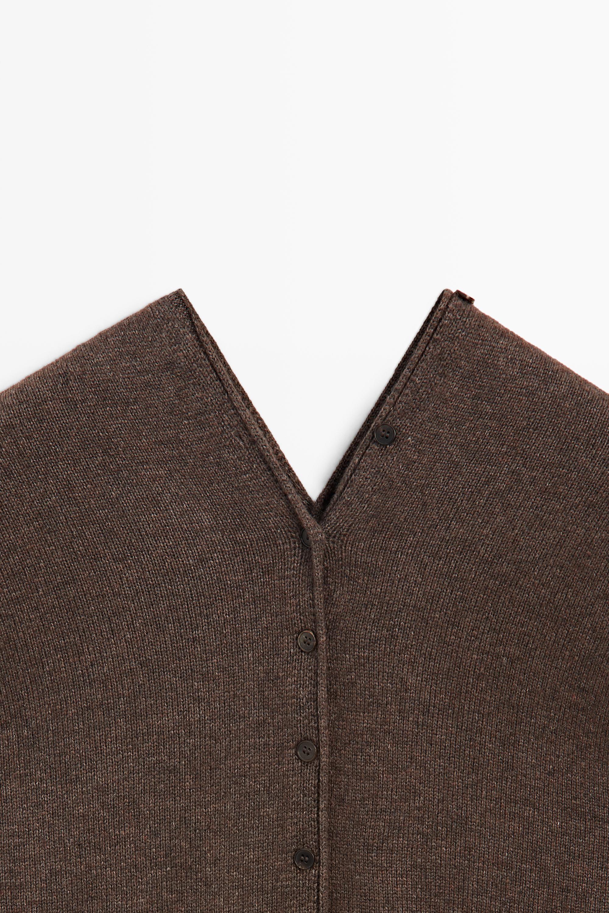 Wool blend V-neck knit vest — MOLE BROWN
