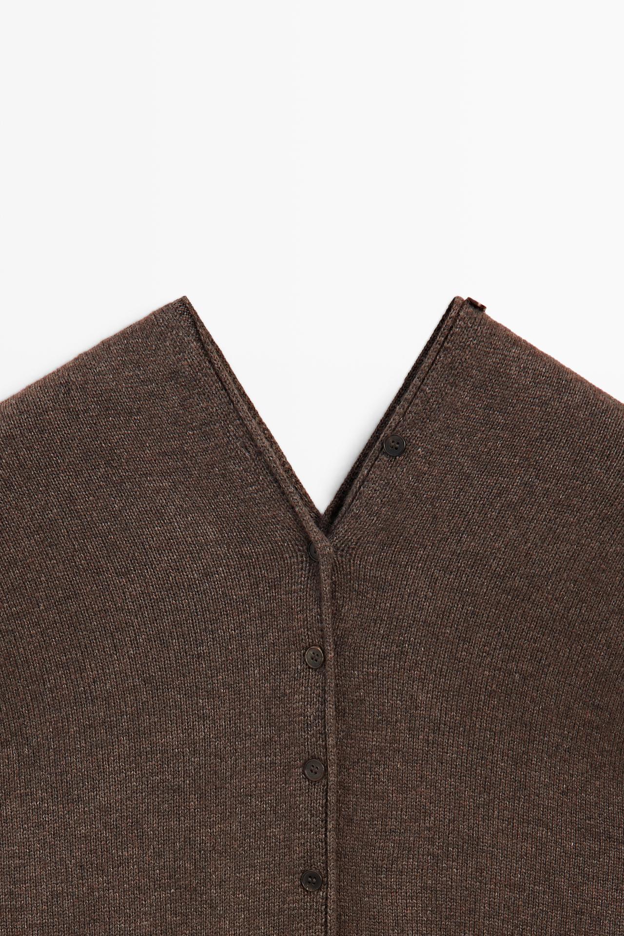 Wool blend V-neck knit vest — MOLE BROWN