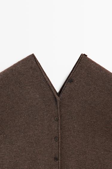 Wool blend V-neck knit vest — MOLE BROWN 9