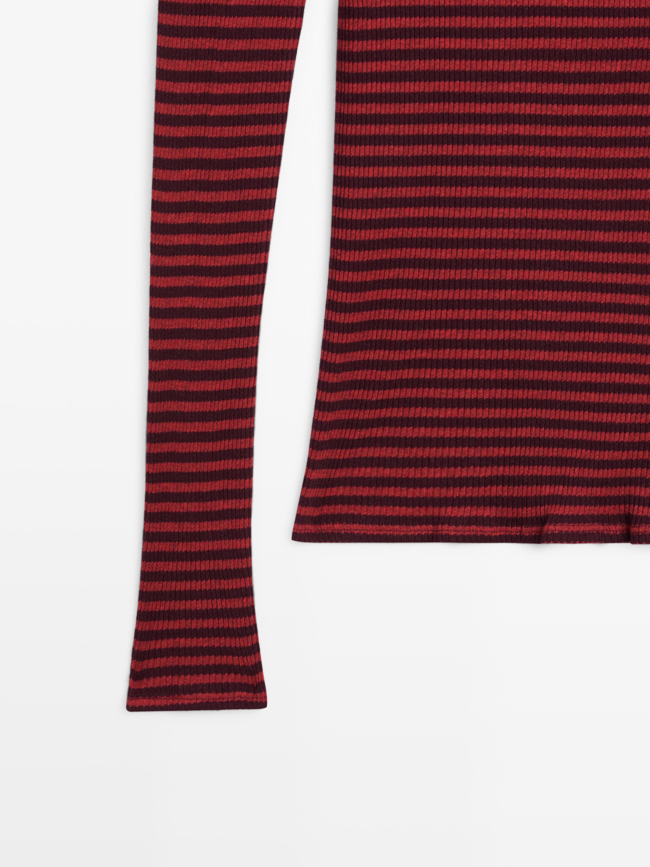 Striped long sleeve T-shirt with trim detail