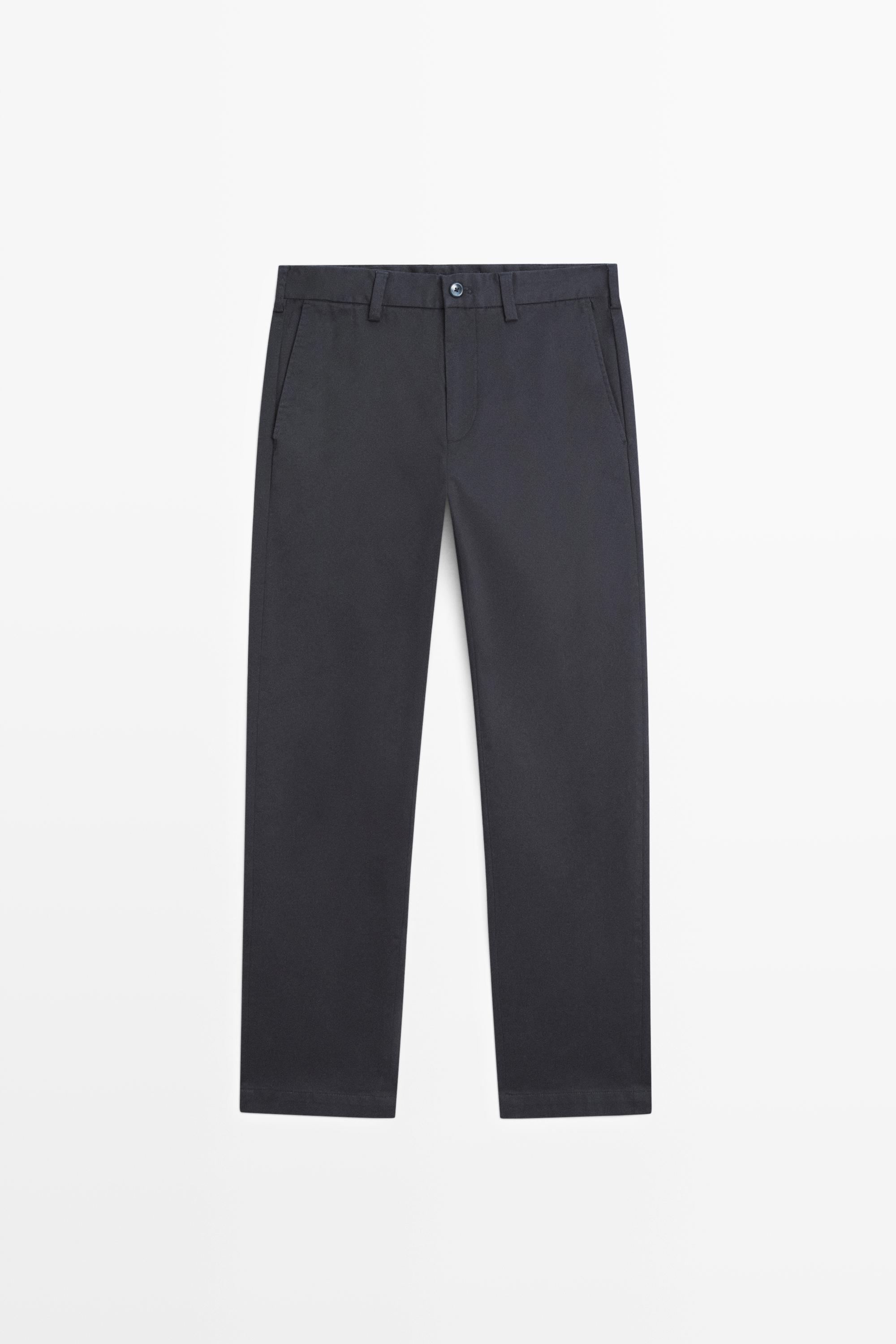 Tapered fit micro textured trousers — NAVY BLUE