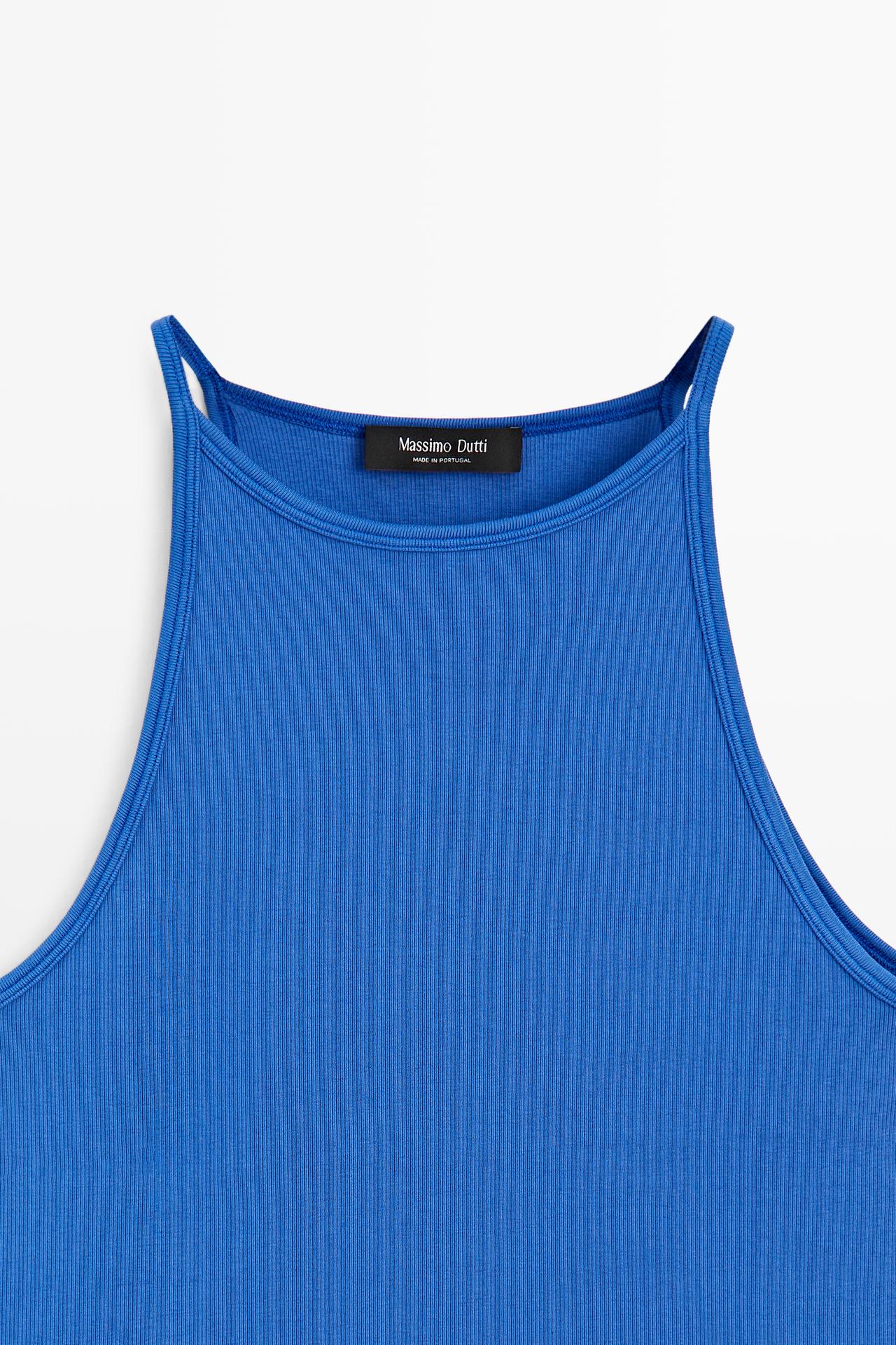 Cotton blend halter top — DEEP BLUE