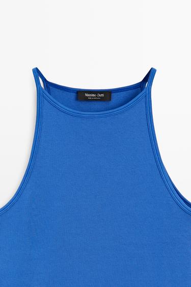 Cotton blend halter top — DEEP BLUE 9