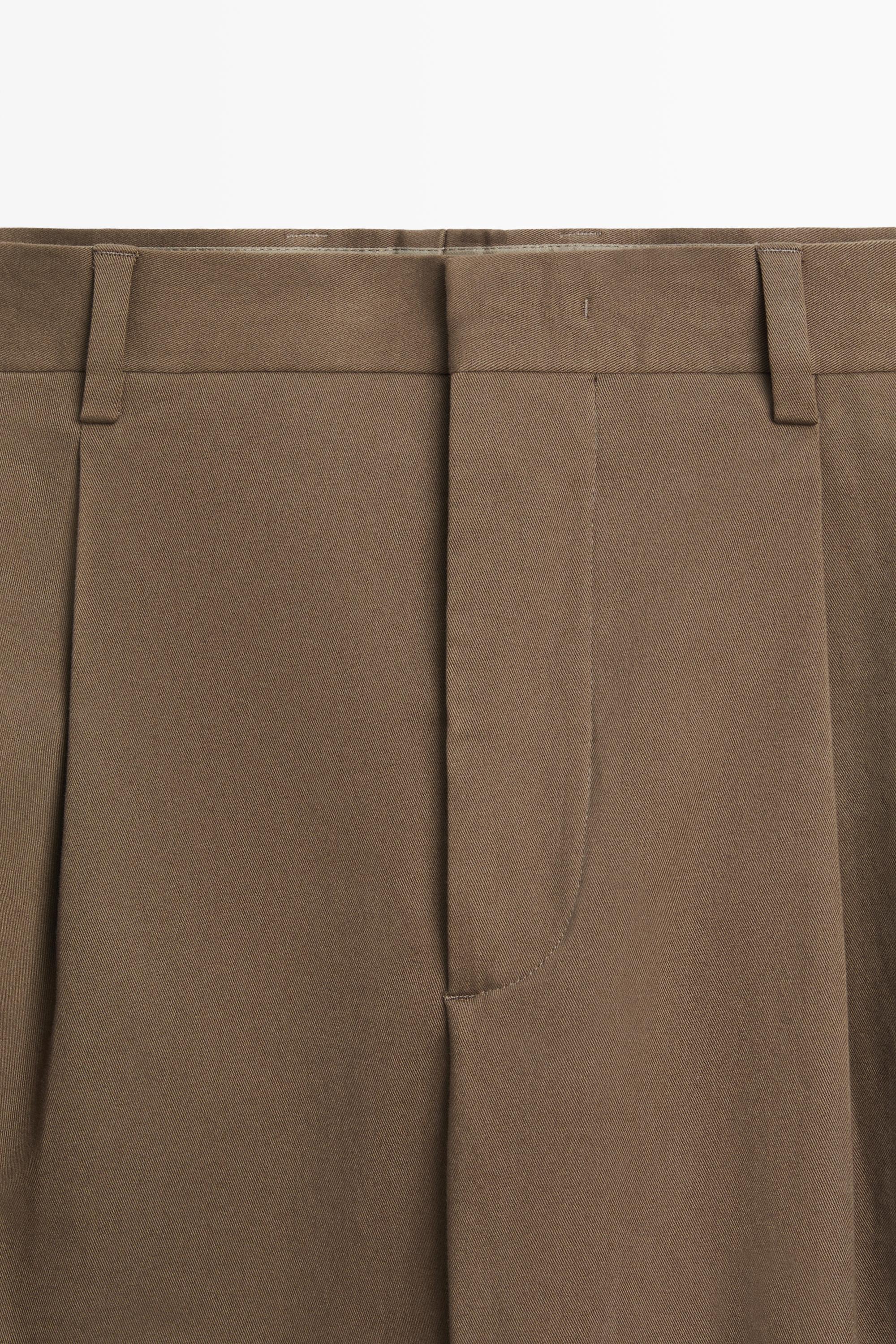 Cotton blend darted pants — MEDIUM CAMEL