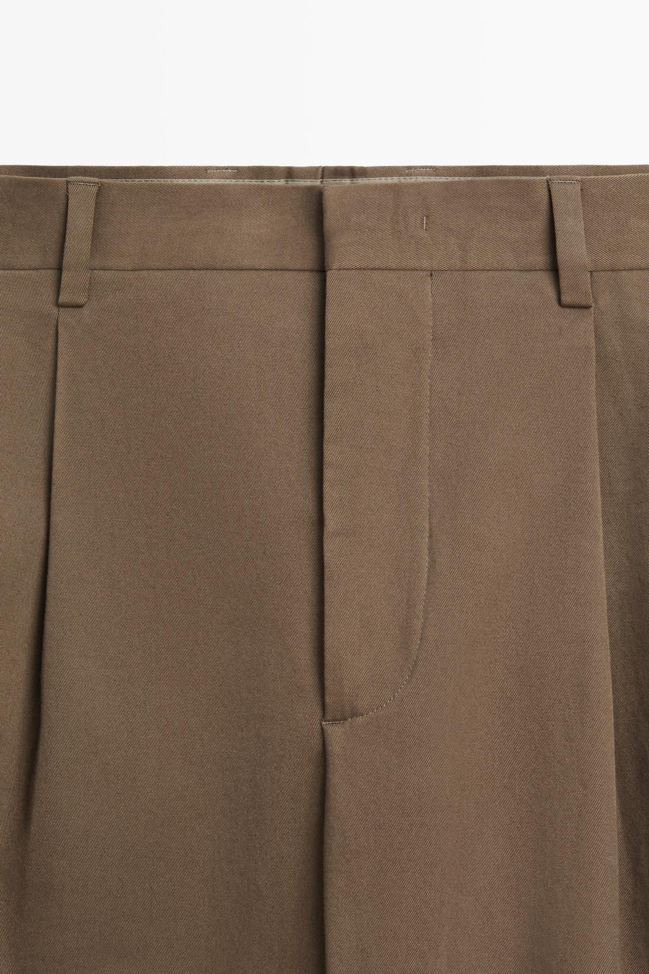 Cotton blend darted pants — MEDIUM CAMEL