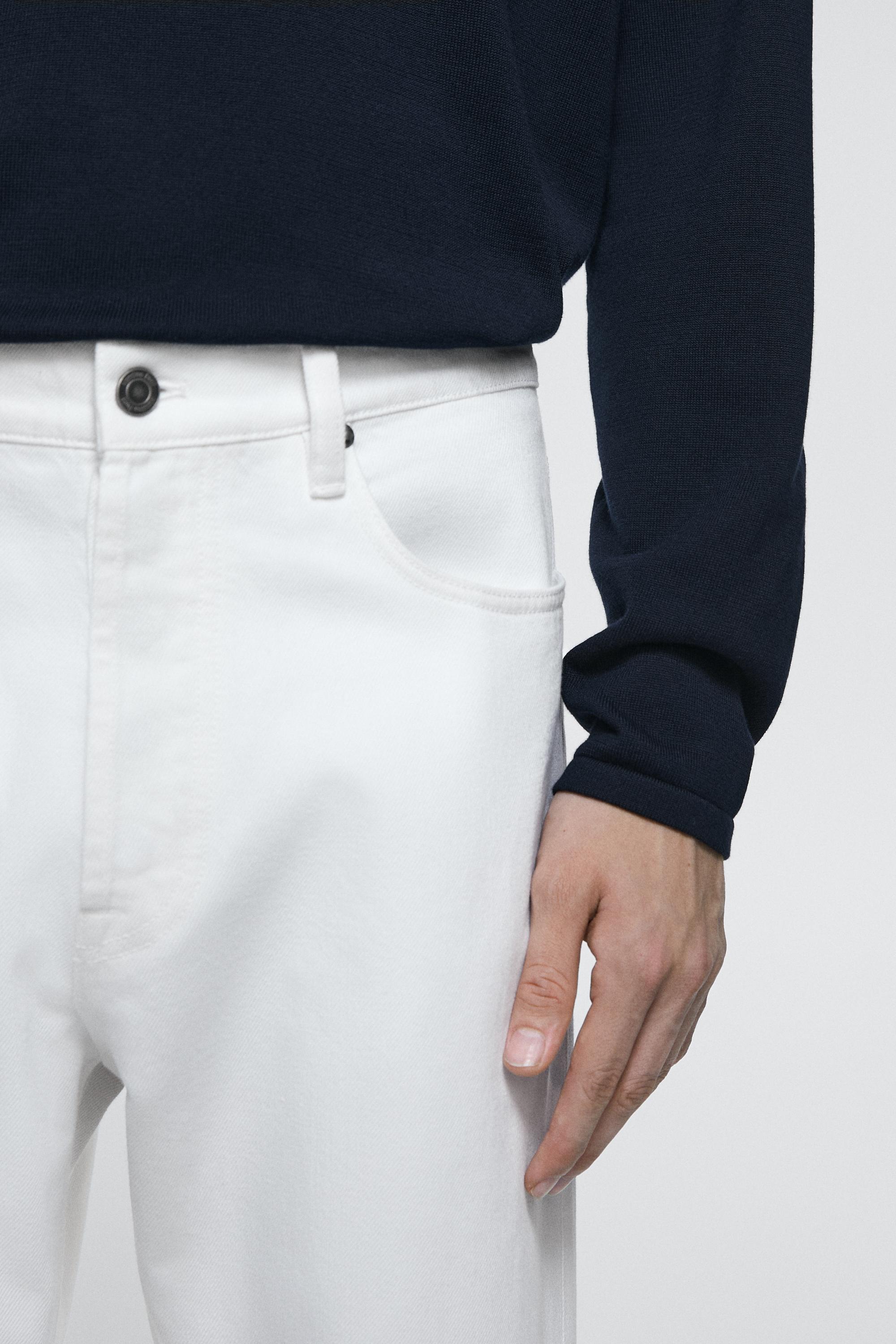 Straight-leg denim-effect pants — WHITE