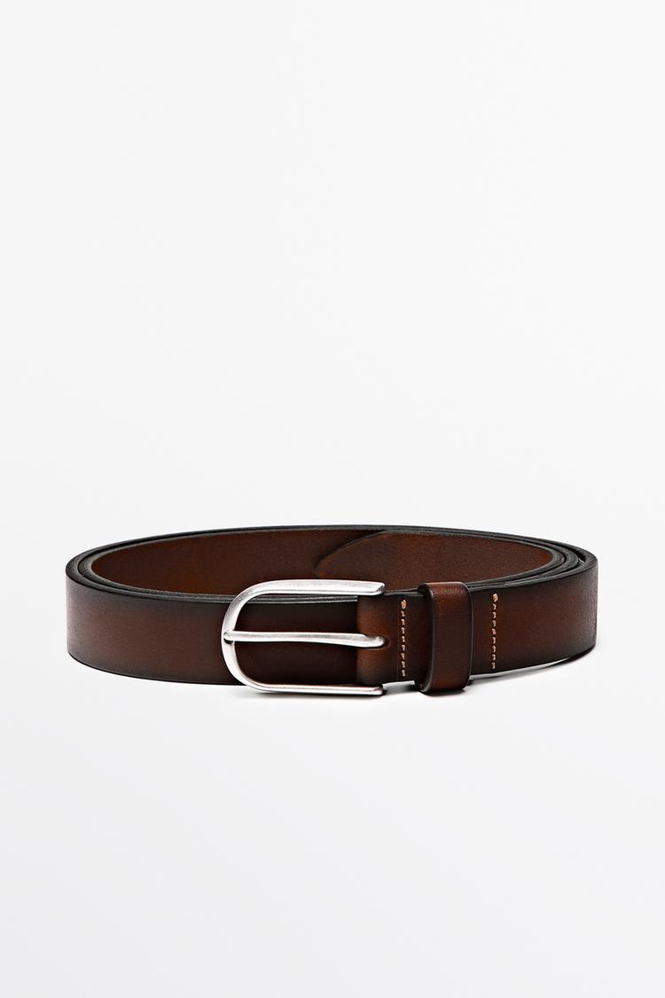 Shaded nappa leather belt — BROWN