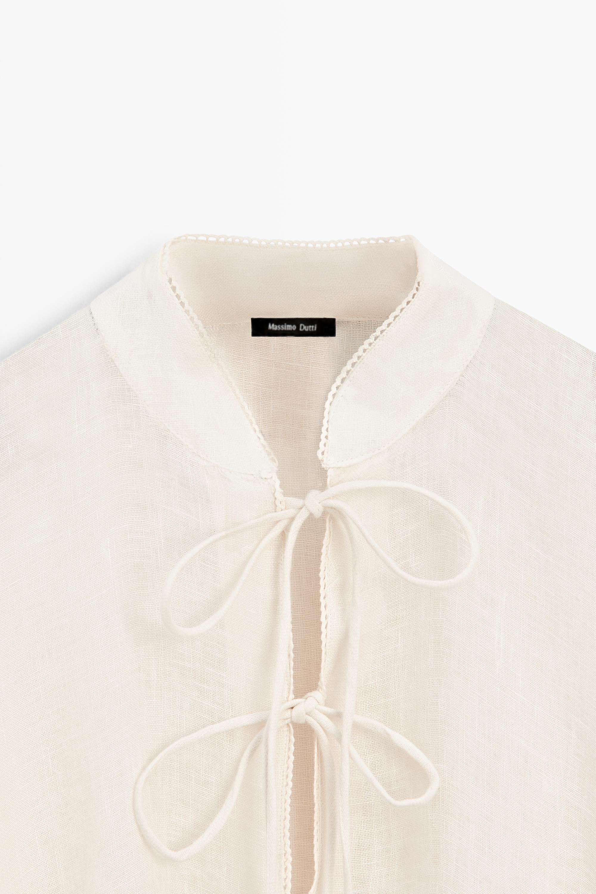 100% linen stand collar cape — CREAM