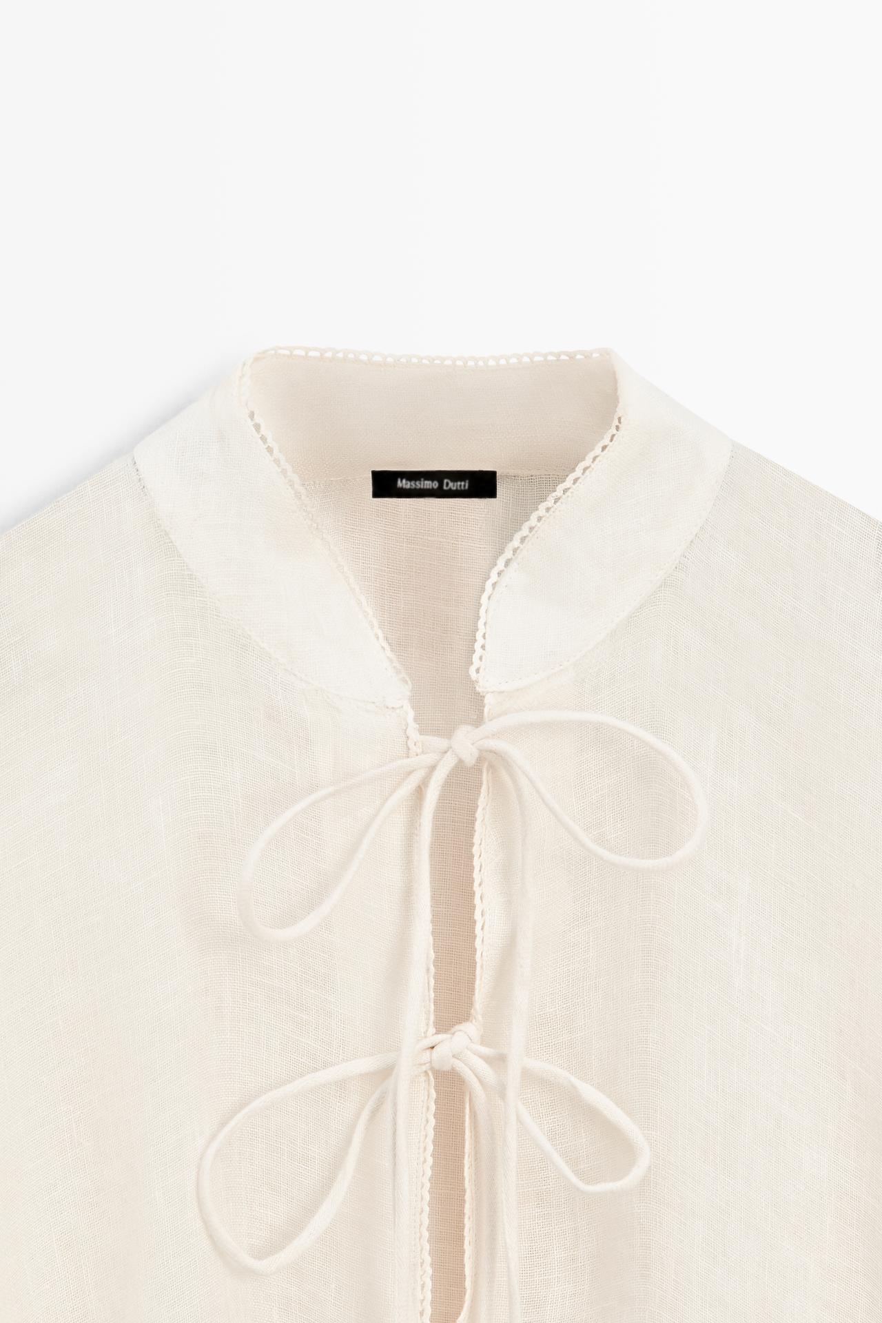 100% linen stand collar cape — CREAM