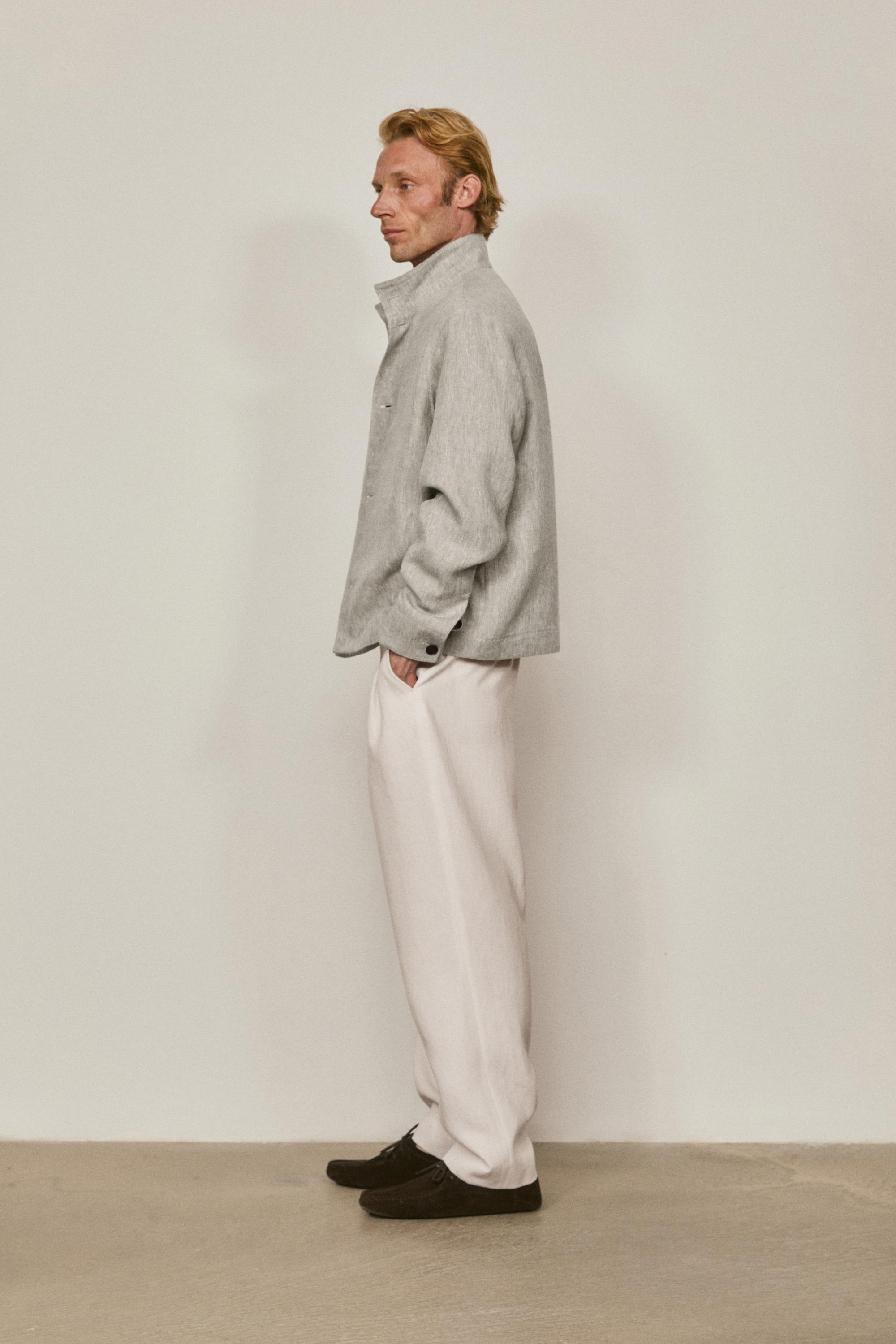 Total look linen bomber jacket - LIMITED EDITION — PEARL GREY