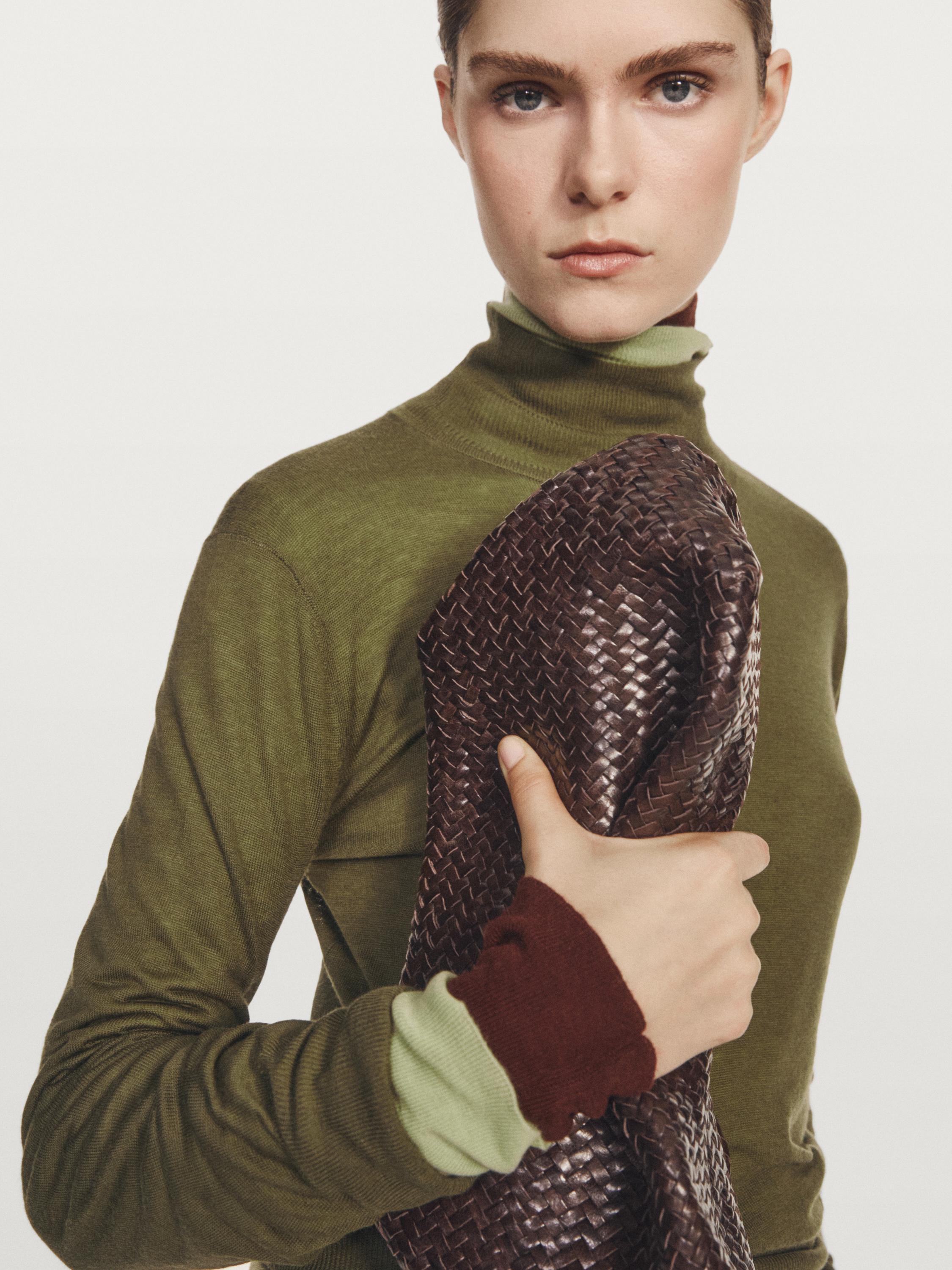 Braided nappa leather satchel bag