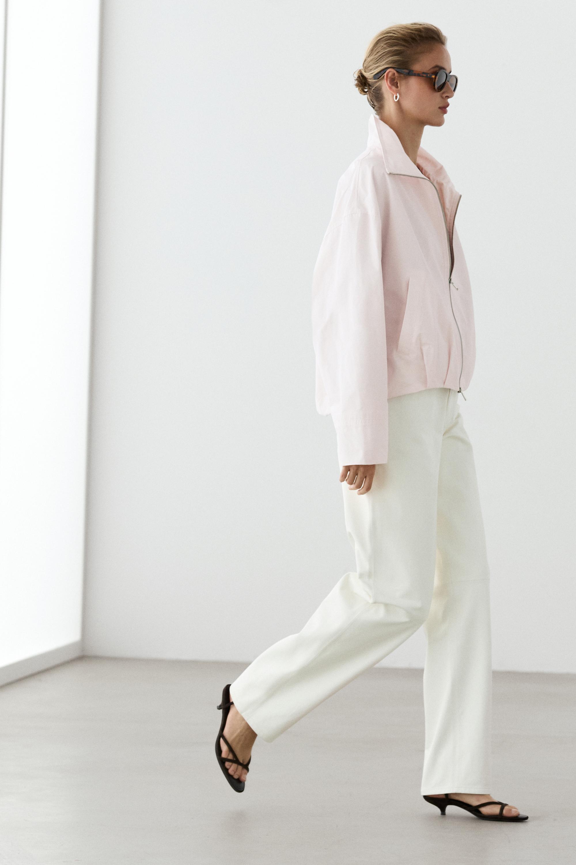 High-neck bomber jacket — ROSE PINK