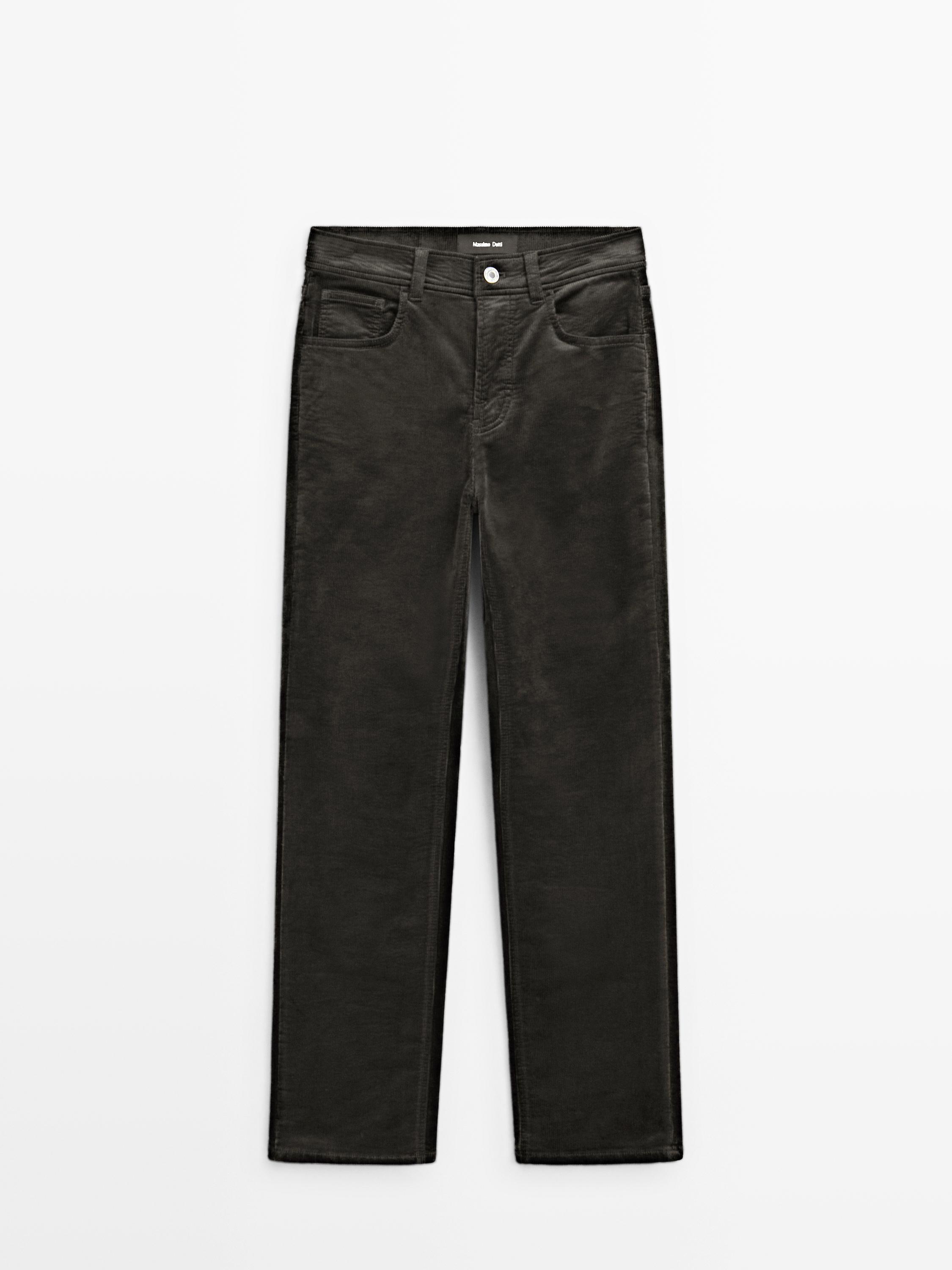 Straight-leg needlecord trousers
