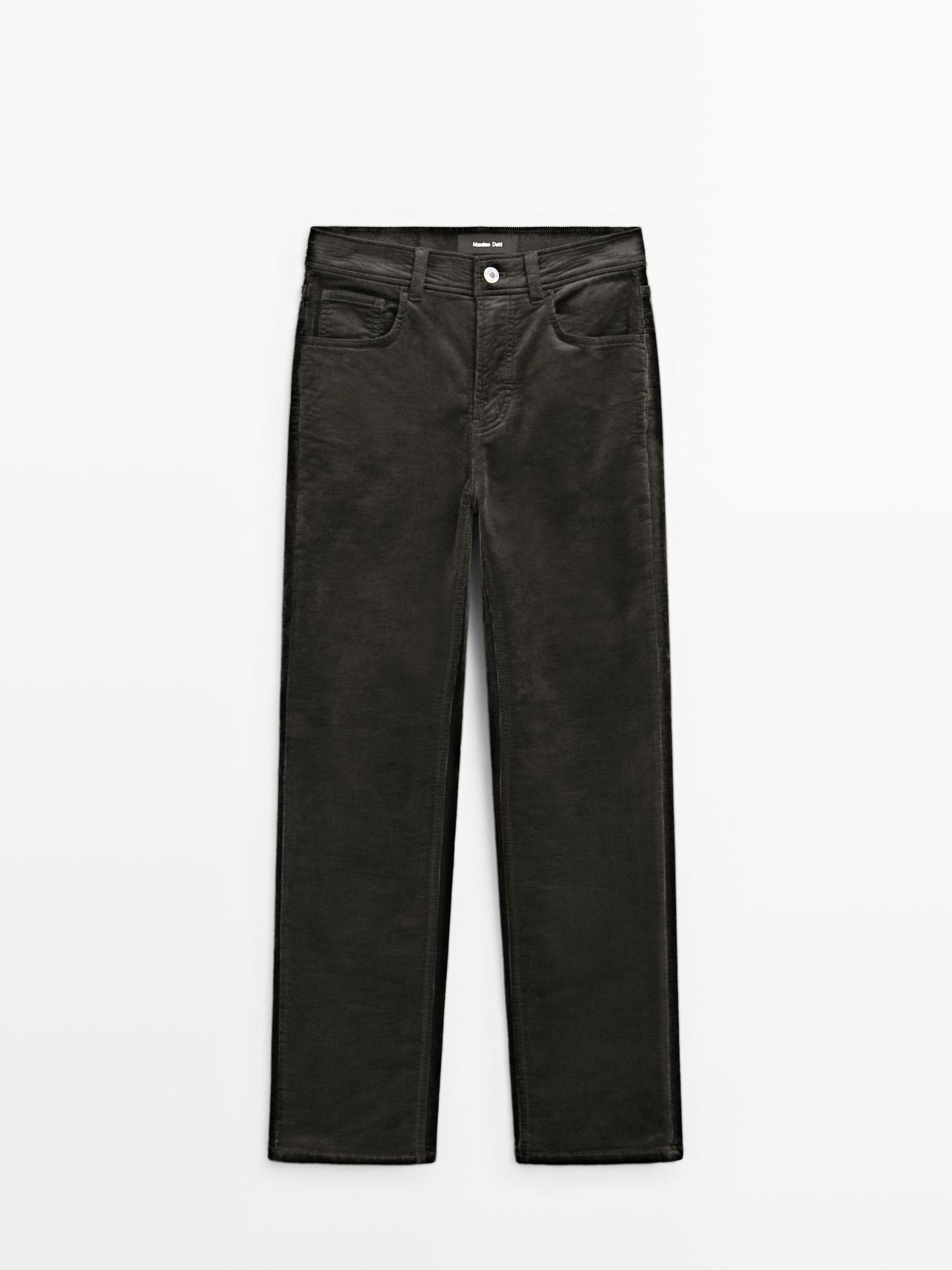 Massimo Dutti - Dames - Recht Model Ribcord Broek - Groen - 40