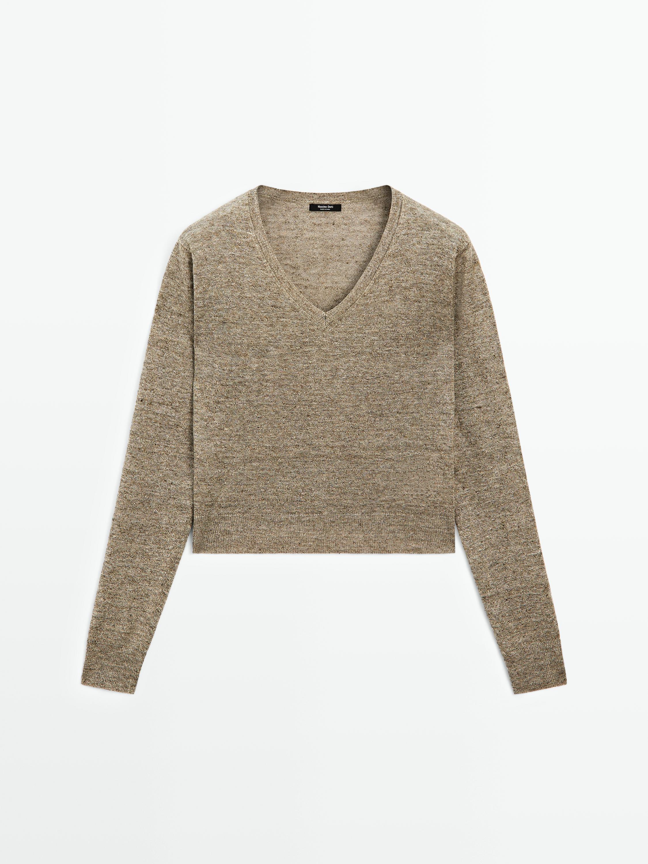 100% linen melange knit sweater