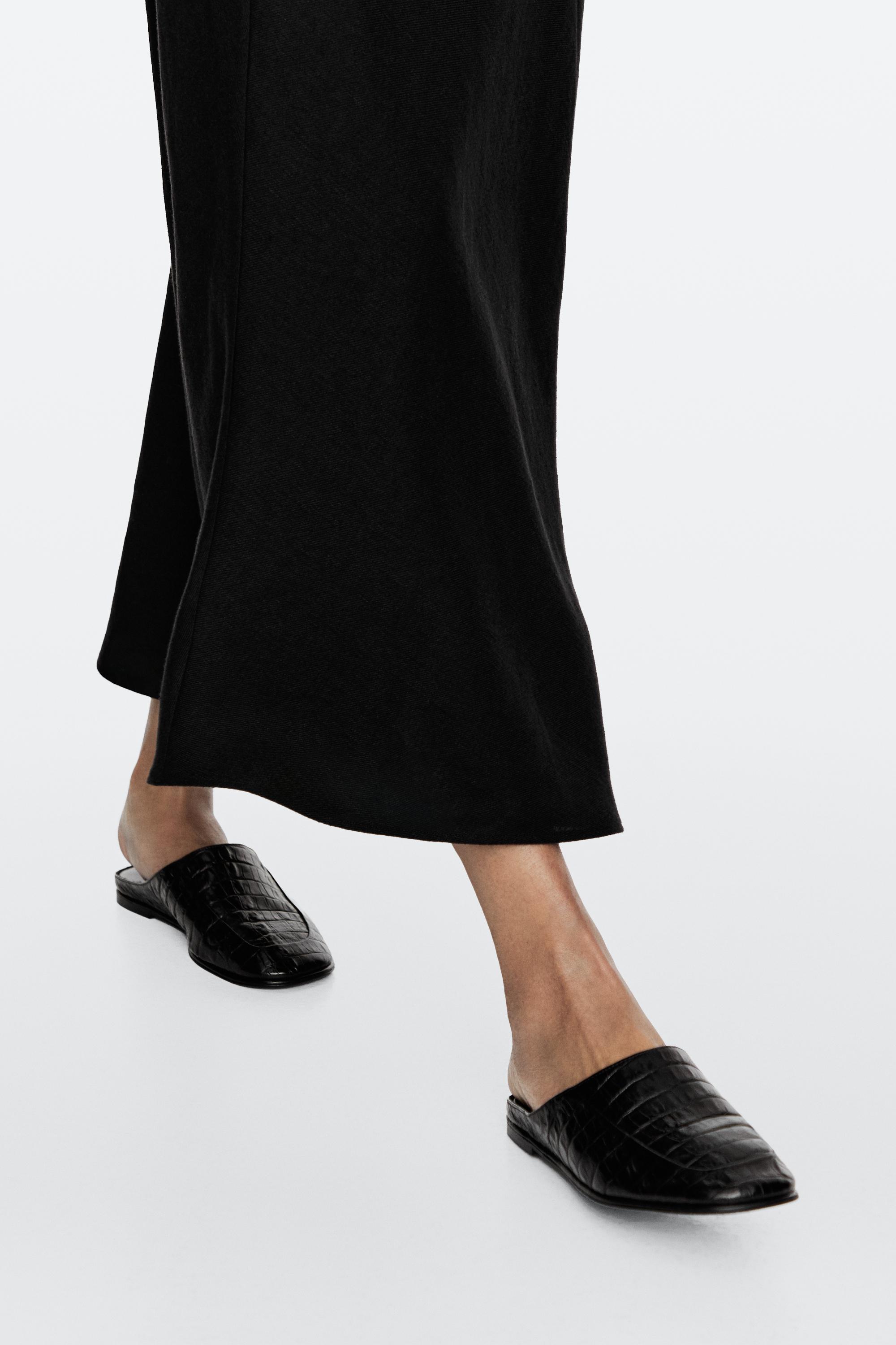 Mock croc leather mules — BROWN