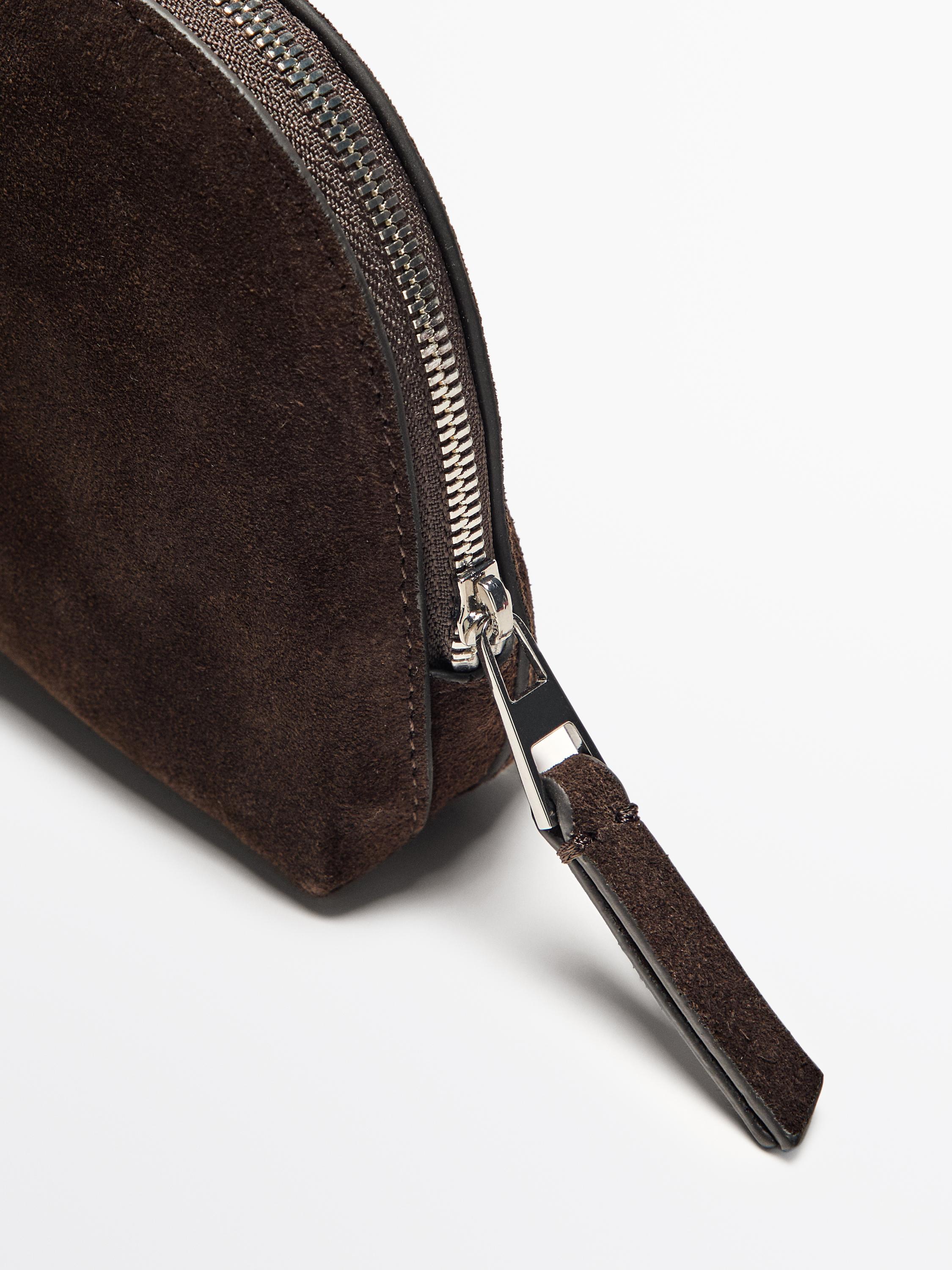 Small split leather toiletry bag