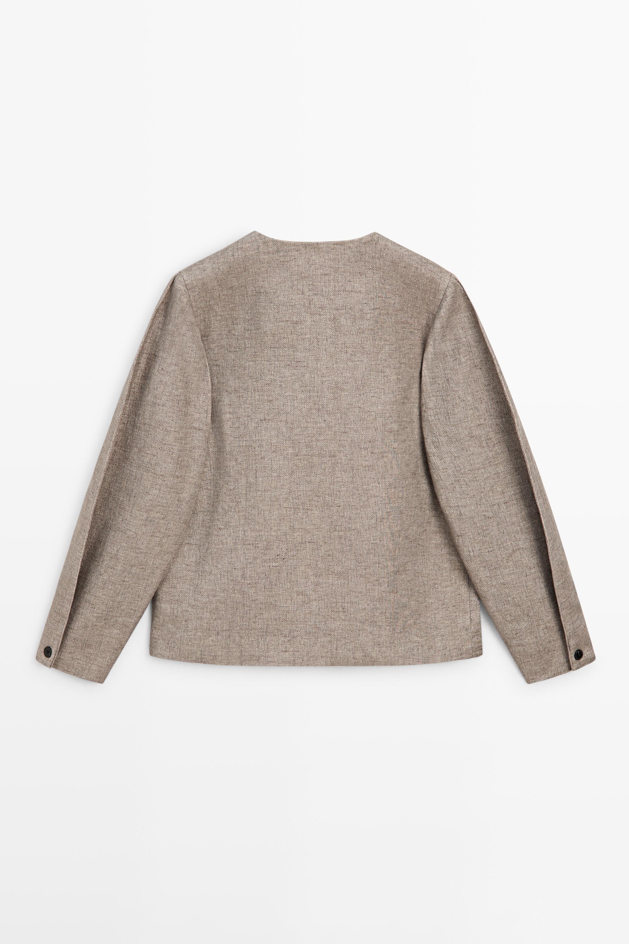 Short linen blend jacket — MOLE BROWN