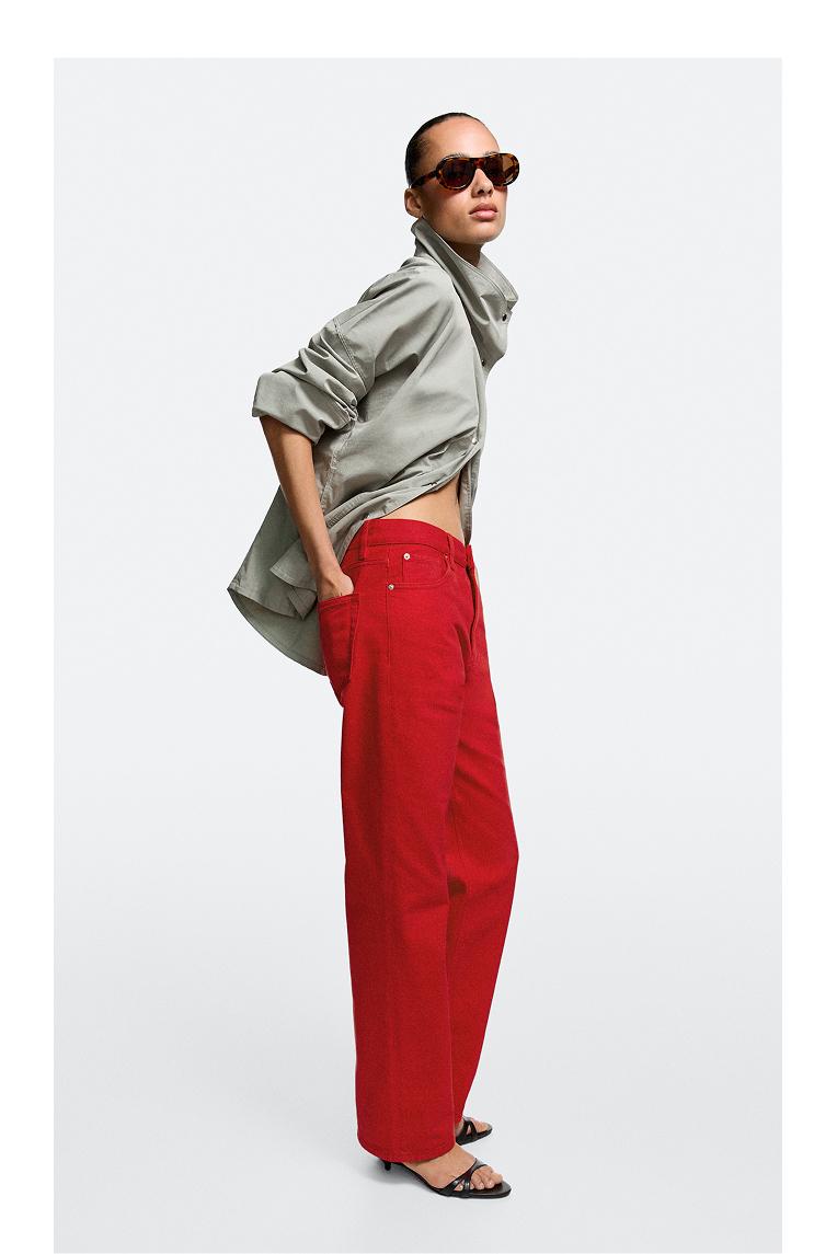 Straight-leg high-waist jeans — RED