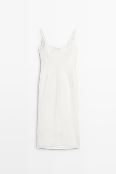 Cotton blend stretch midi dress — WHITE 6
