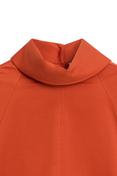 Oversize poplin high-neck shirt - LIMITED EDITION — ORANGE 9