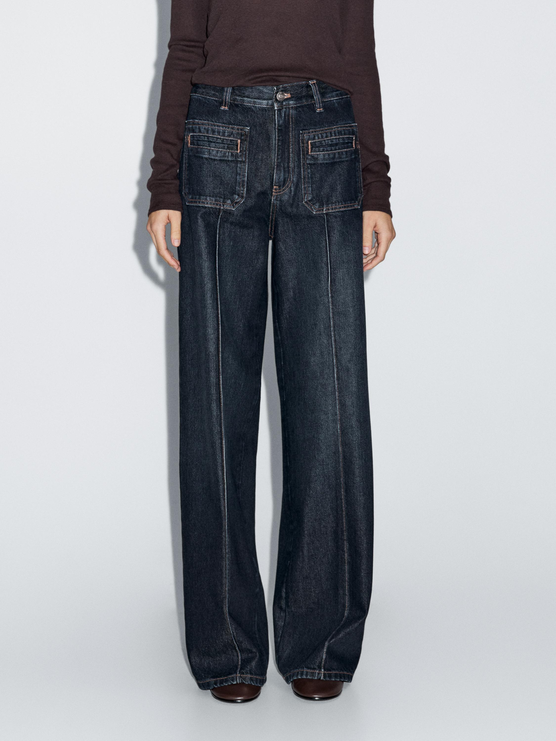 Mid-rise wide-leg jeans