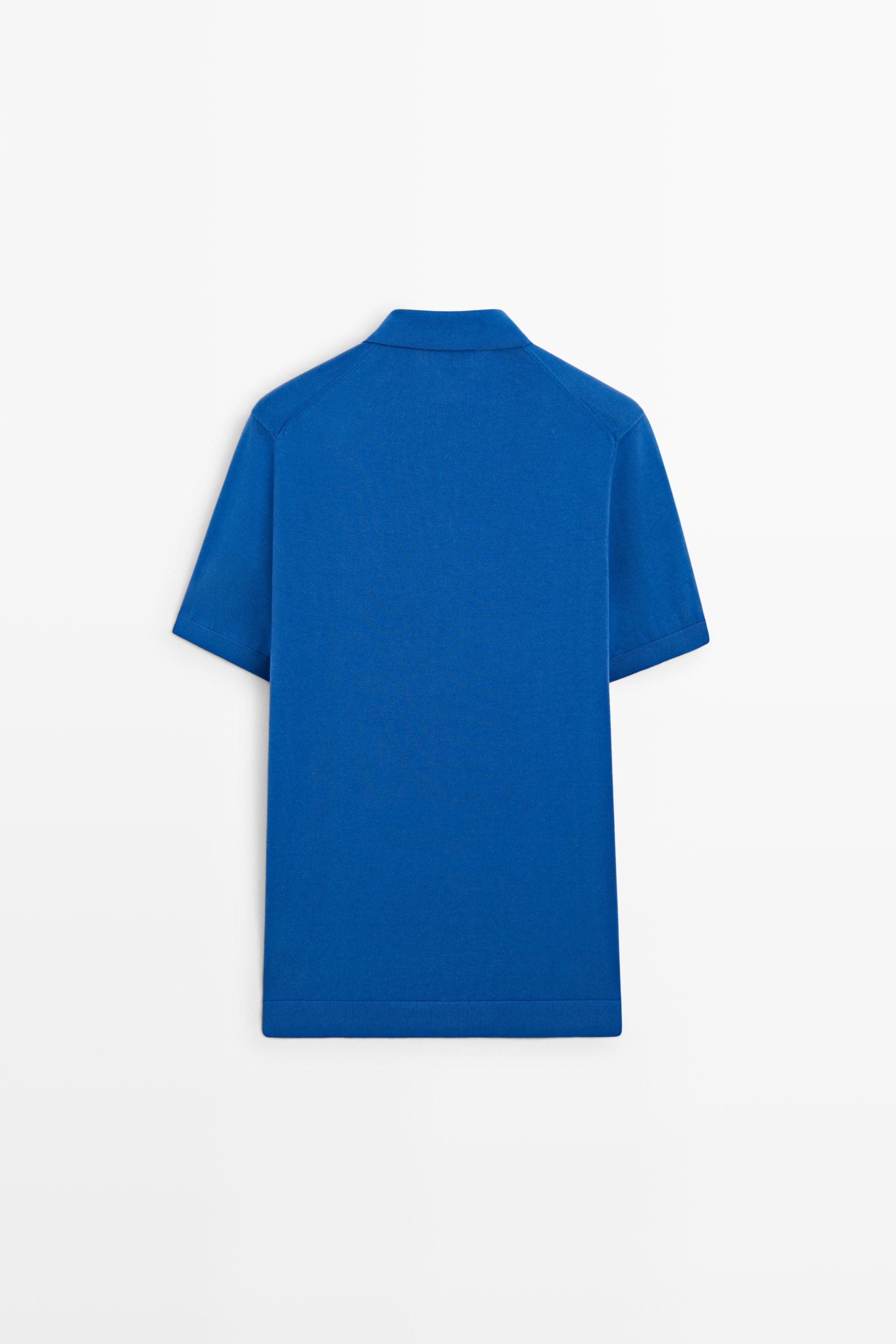 100% Cotton Knit Polo Shirt — BLUE
