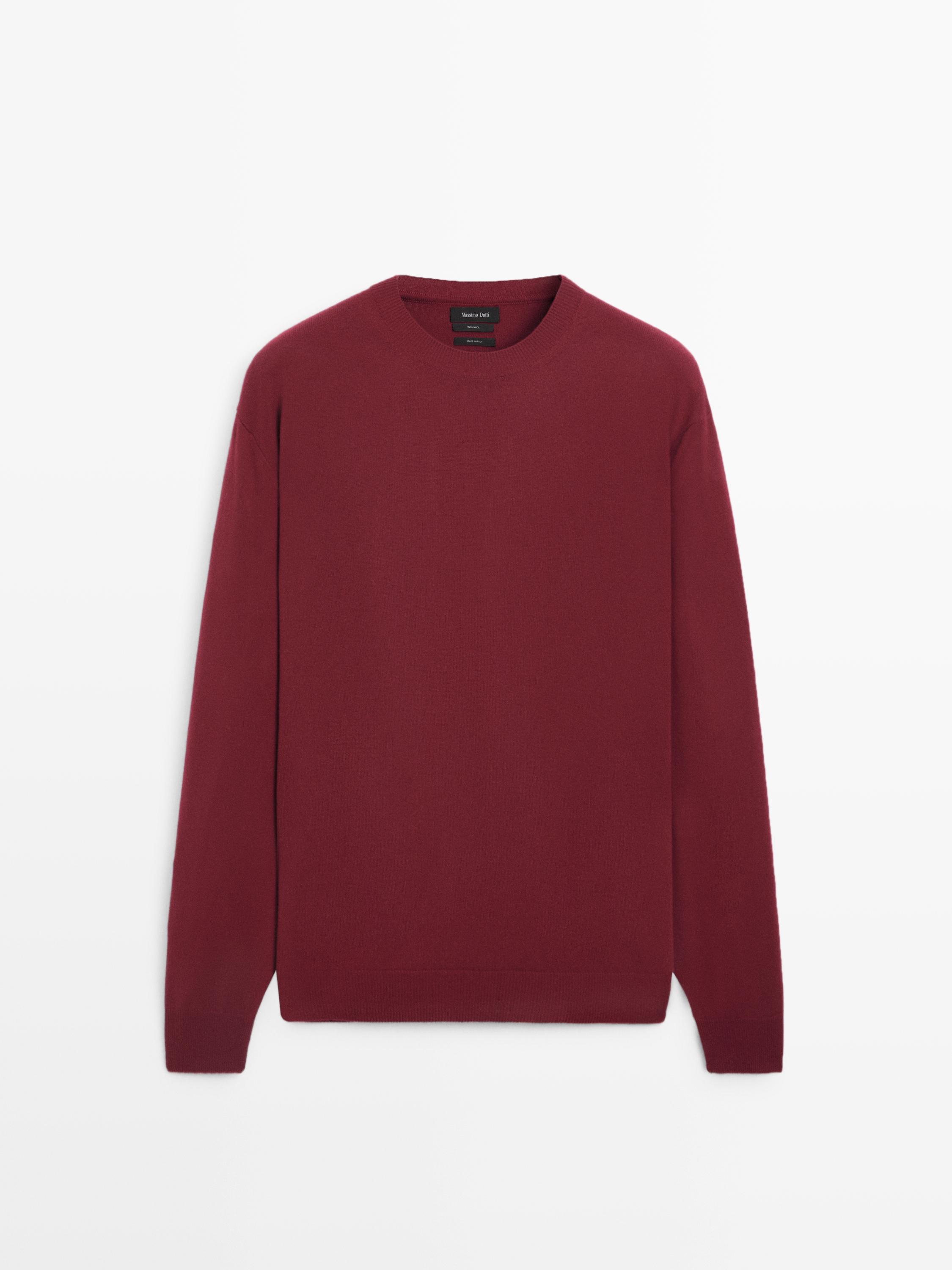 100% wool knit sweater — RED